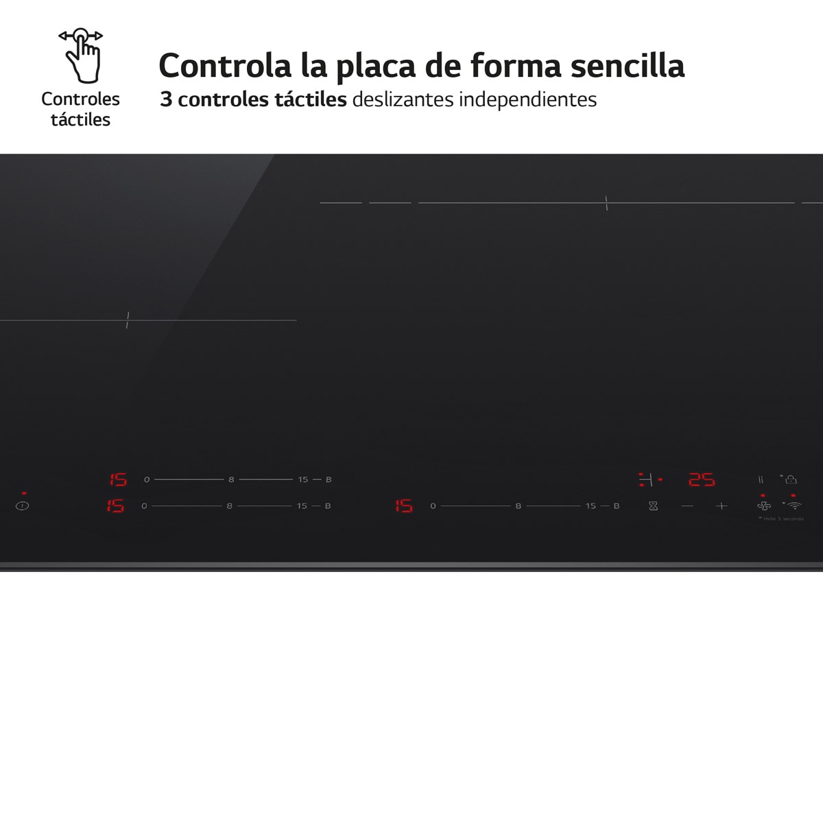 Placa de inducción LG con 2 zonas y 1 gigante 32 cm, 59 cm - CI5Z2421BN Cristal negro-3