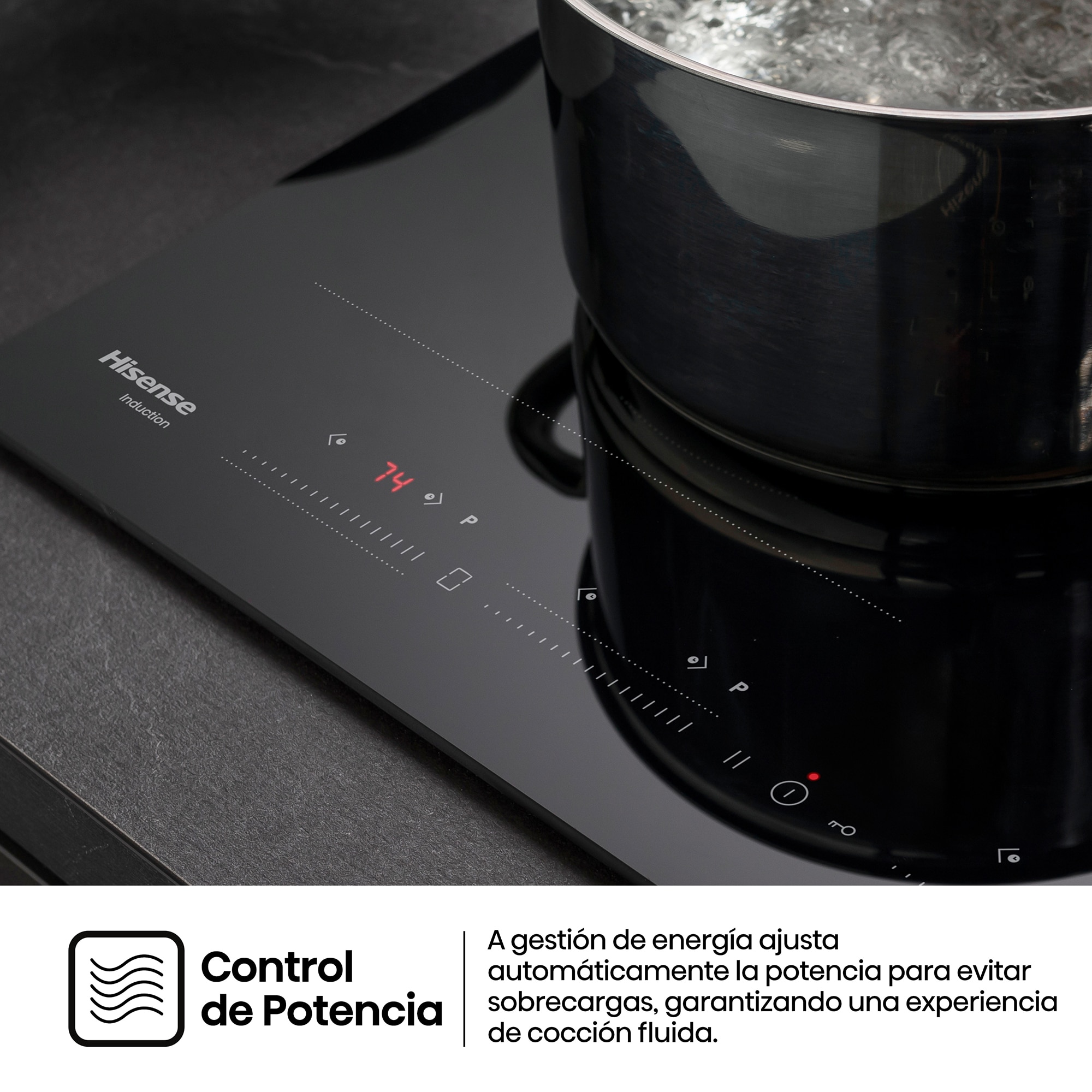 Placa inducción Hisense con 3 zonas + zona Flex - HI6352BSCE Negro-8