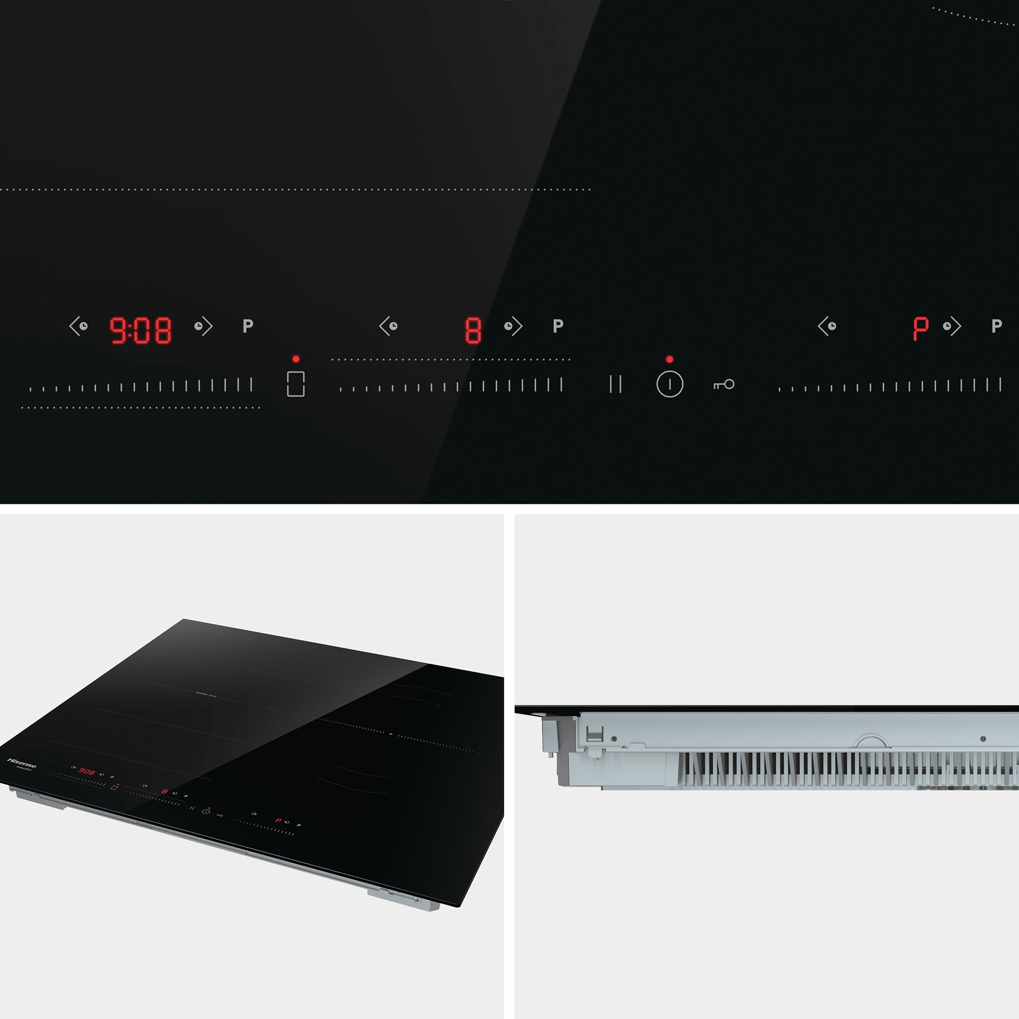 Placa inducción Hisense con 3 zonas + zona Flex - HI6352BSCE Negro-10