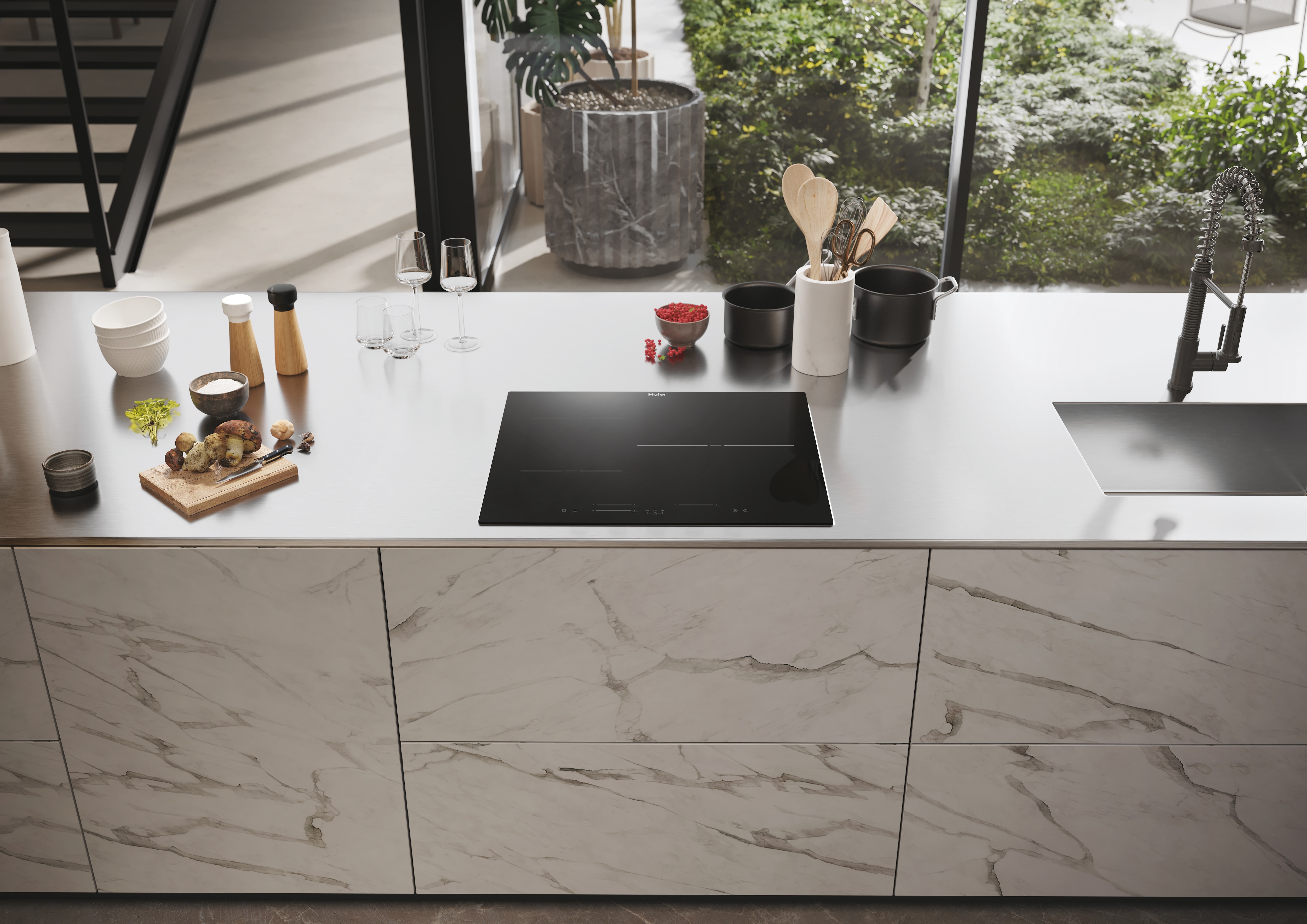 Placa de inducción Haier, 3 zonas + Zona Flex, 9 niveles de potencia - HAIS63MC/G3 Negro-7