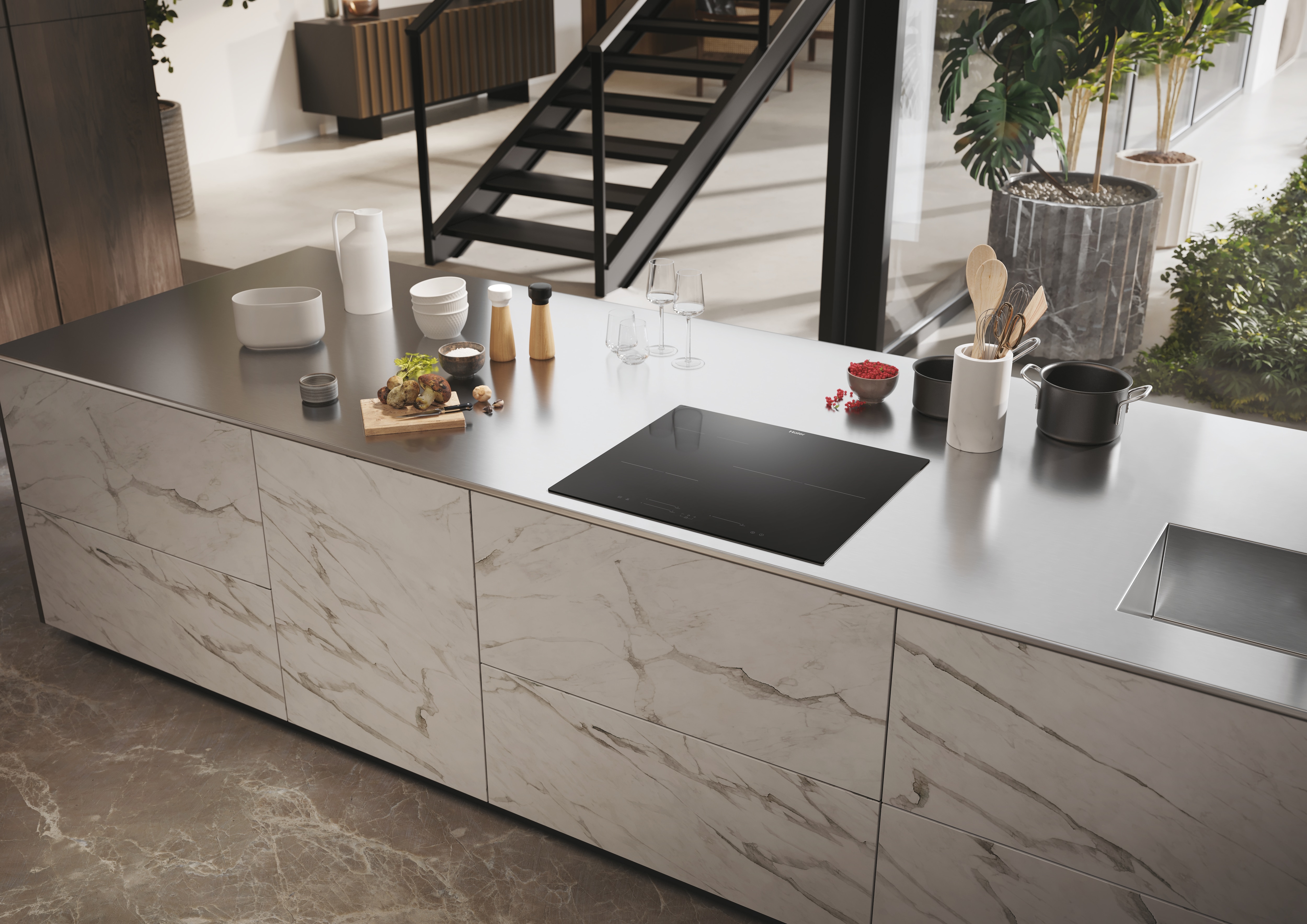 Placa de inducción Haier, 3 zonas + Zona Flex, 9 niveles de potencia - HAIS63MC/G3 Negro-8