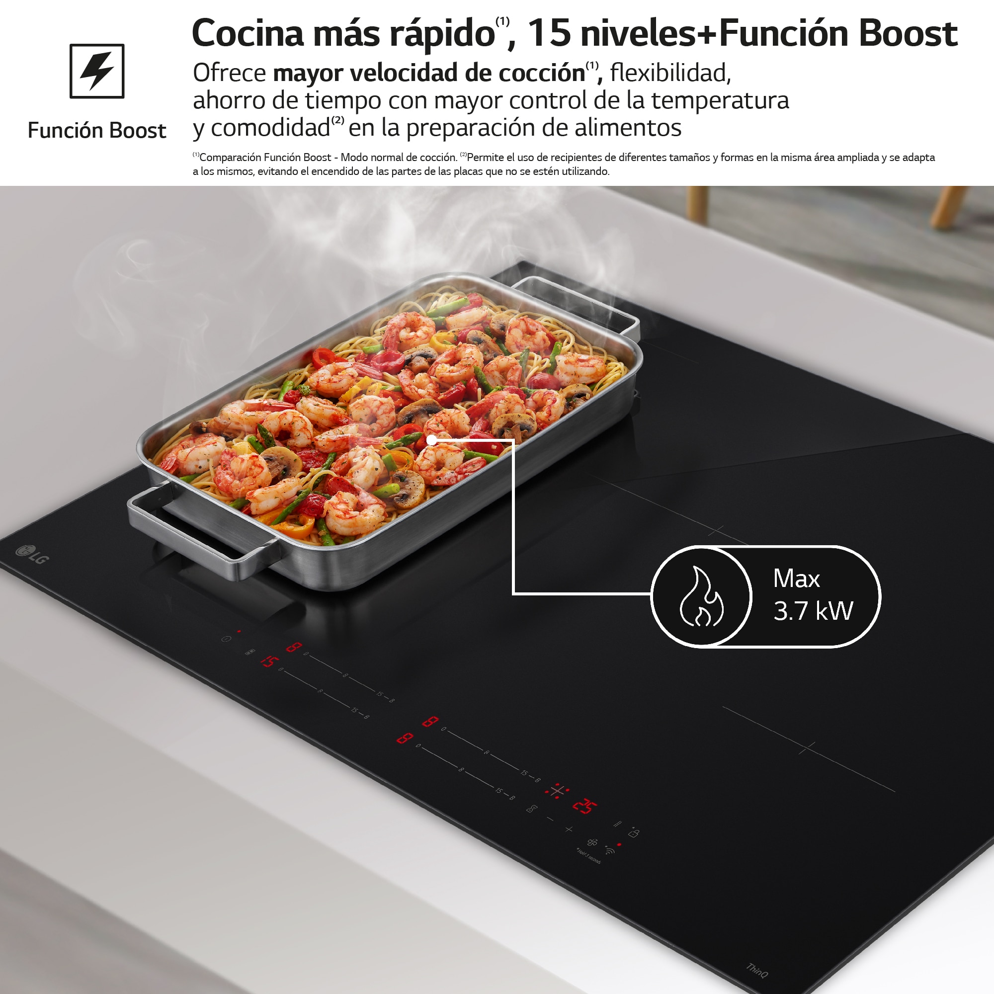 Placa de inducción LG con 4 zonas, 80cm- CI5Z3025BN Negro-5
