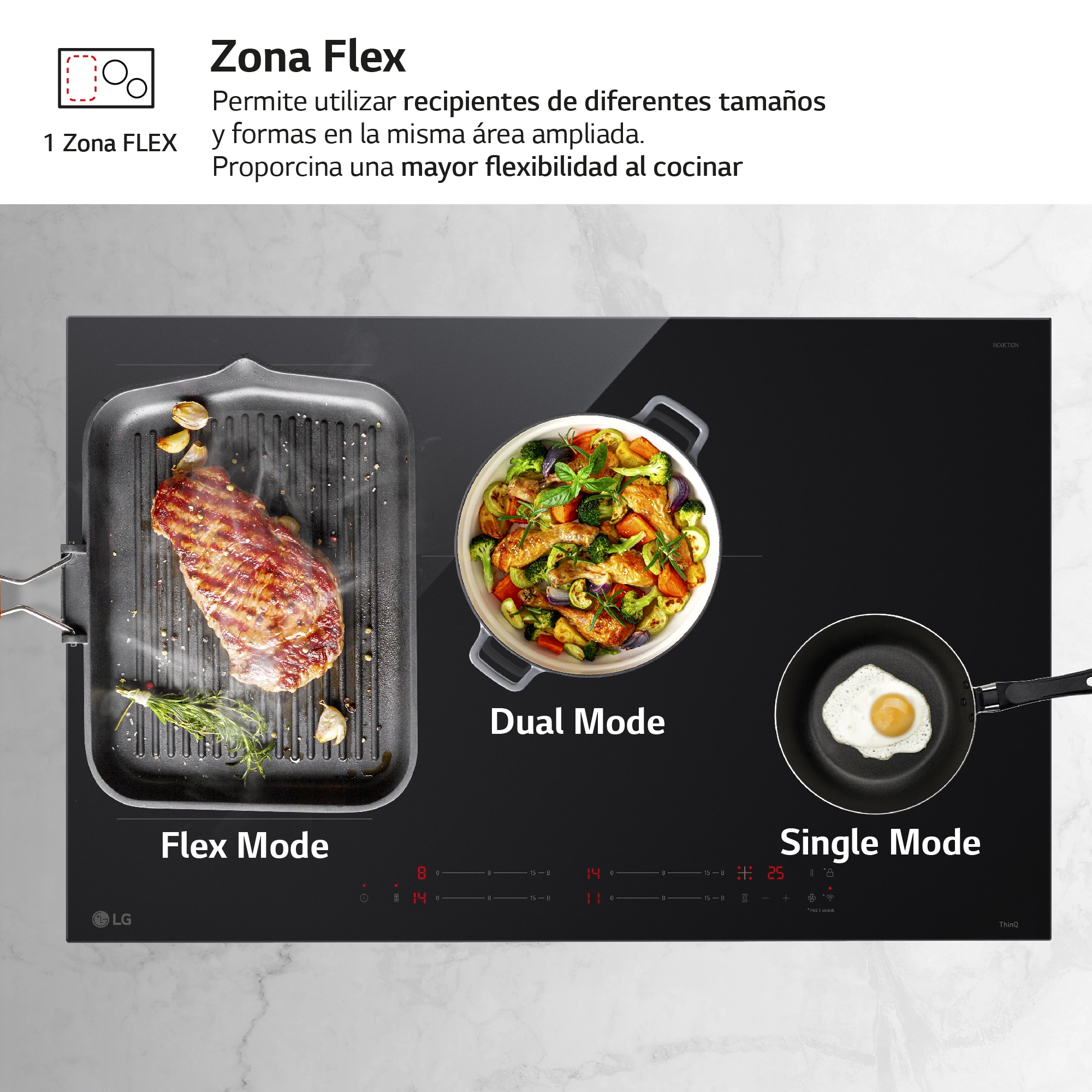 Placa de inducción LG con 4 zonas, 80cm- CI5Z3025BN Negro-6