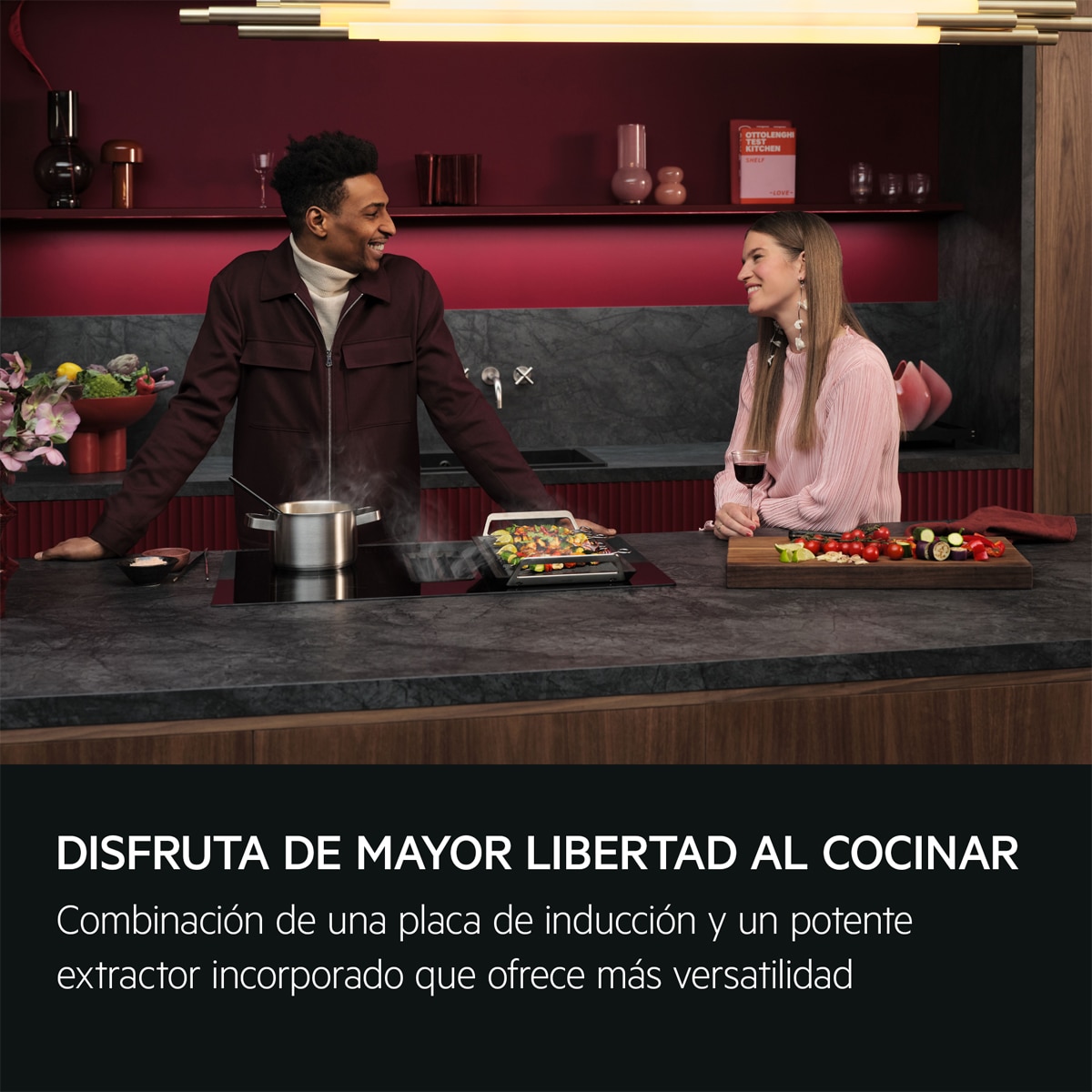 Placa inducción con campana integrada AEG con 4 zonas de cocción - TH84CB03FB Negro-3