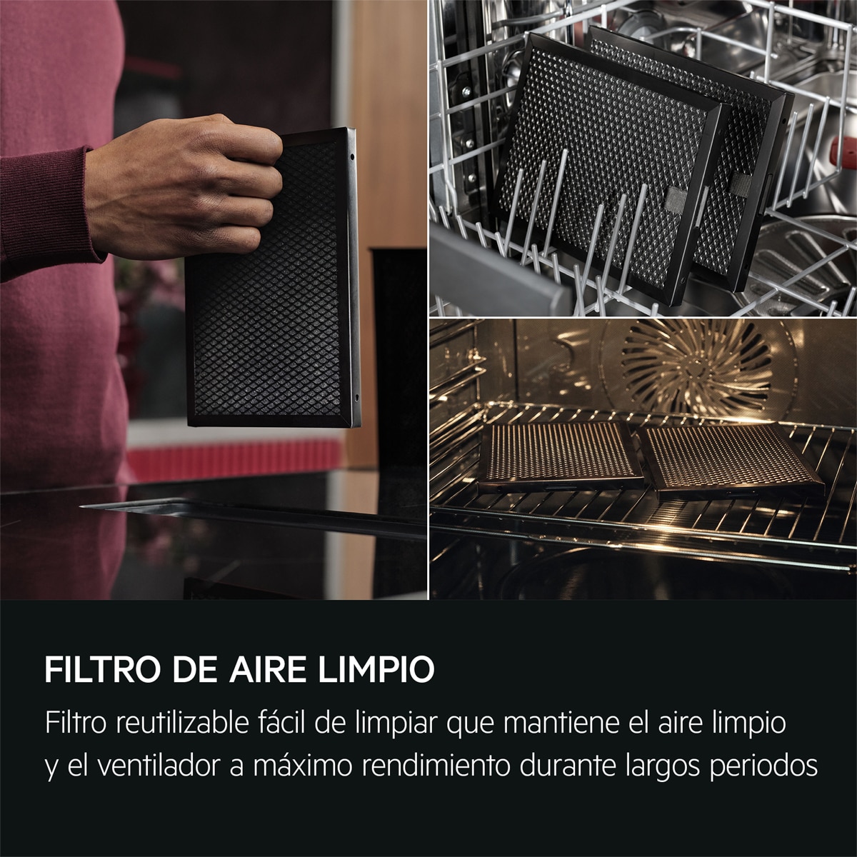 Placa inducción con campana integrada AEG con 4 zonas de cocción - TH84CB03FB Negro-4