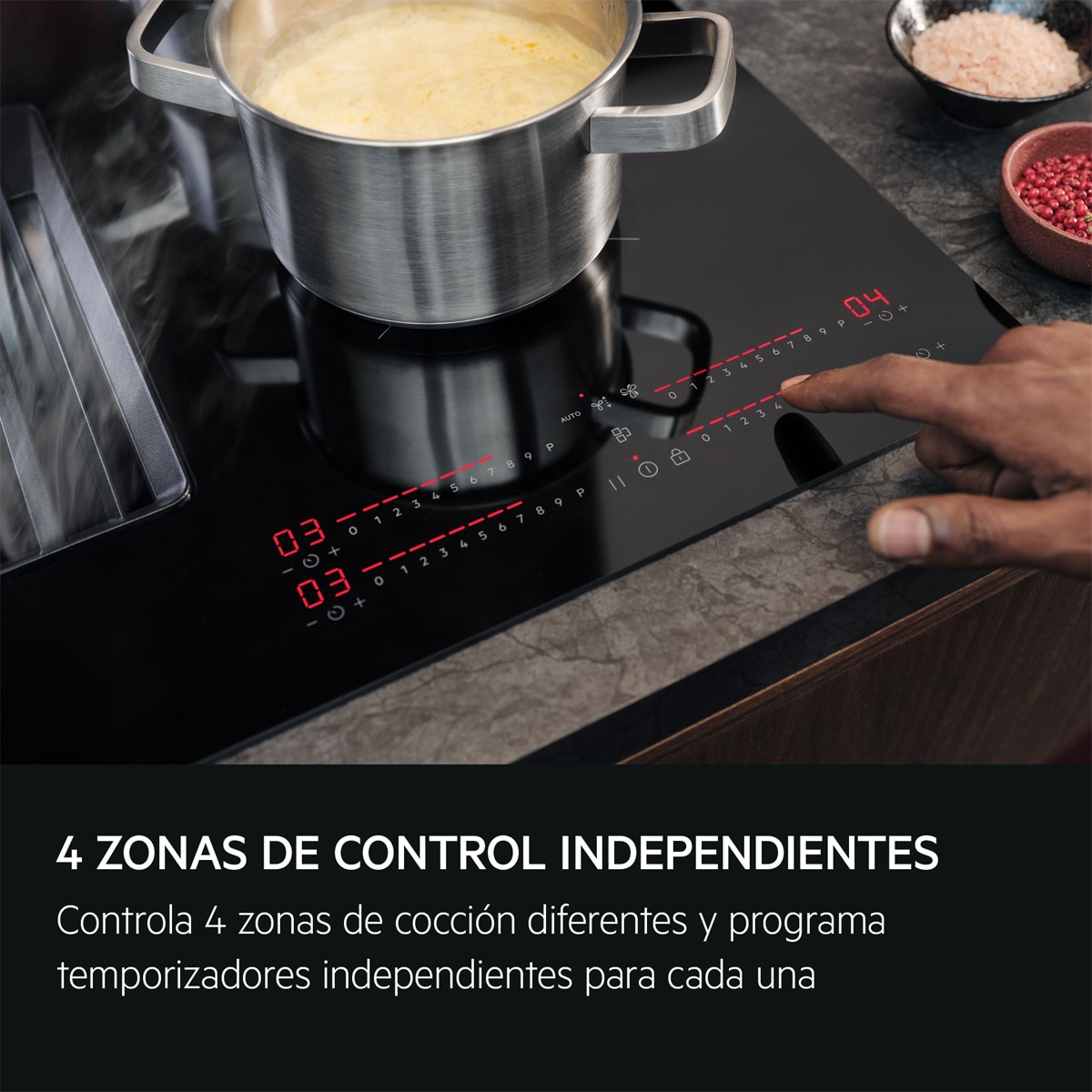 Placa inducción con campana integrada AEG con 4 zonas de cocción - TH84CB03FB Negro-5