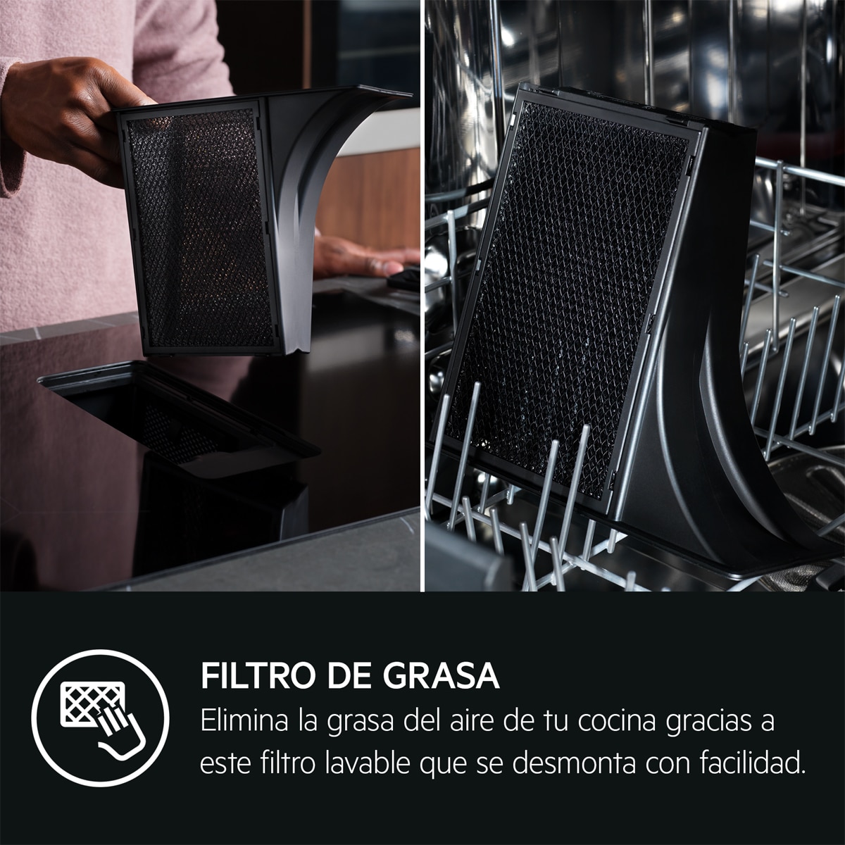 Placa inducción con campana integrada AEG con 4 zonas de cocción - TH84CB03FB Negro-7