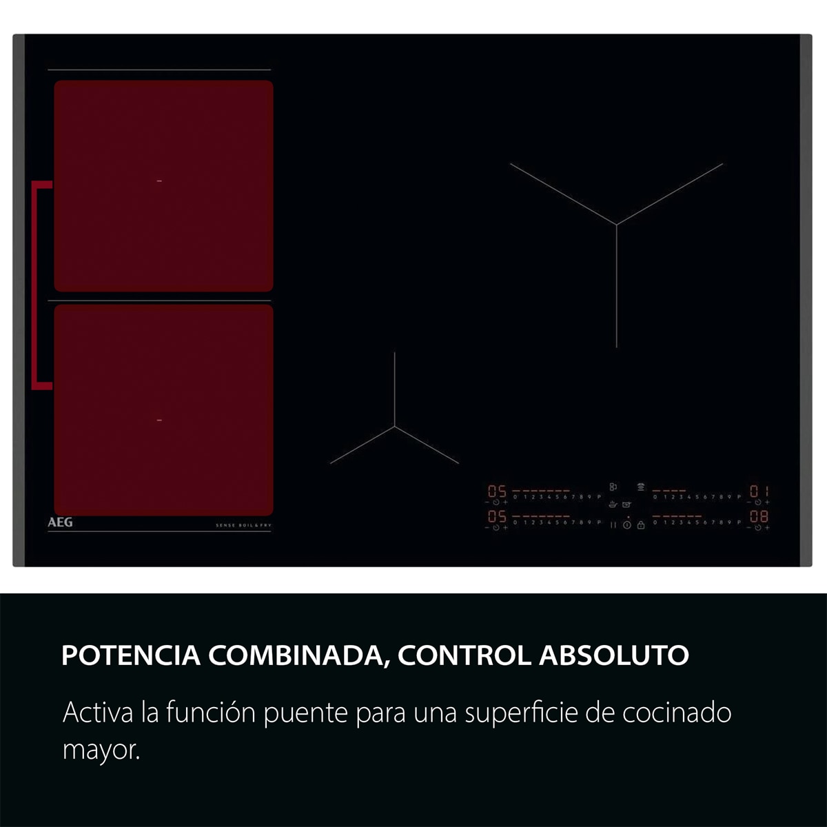 Placa de Indução AEG TI84IB30FB de 4 Zonas - Preto Preto-3