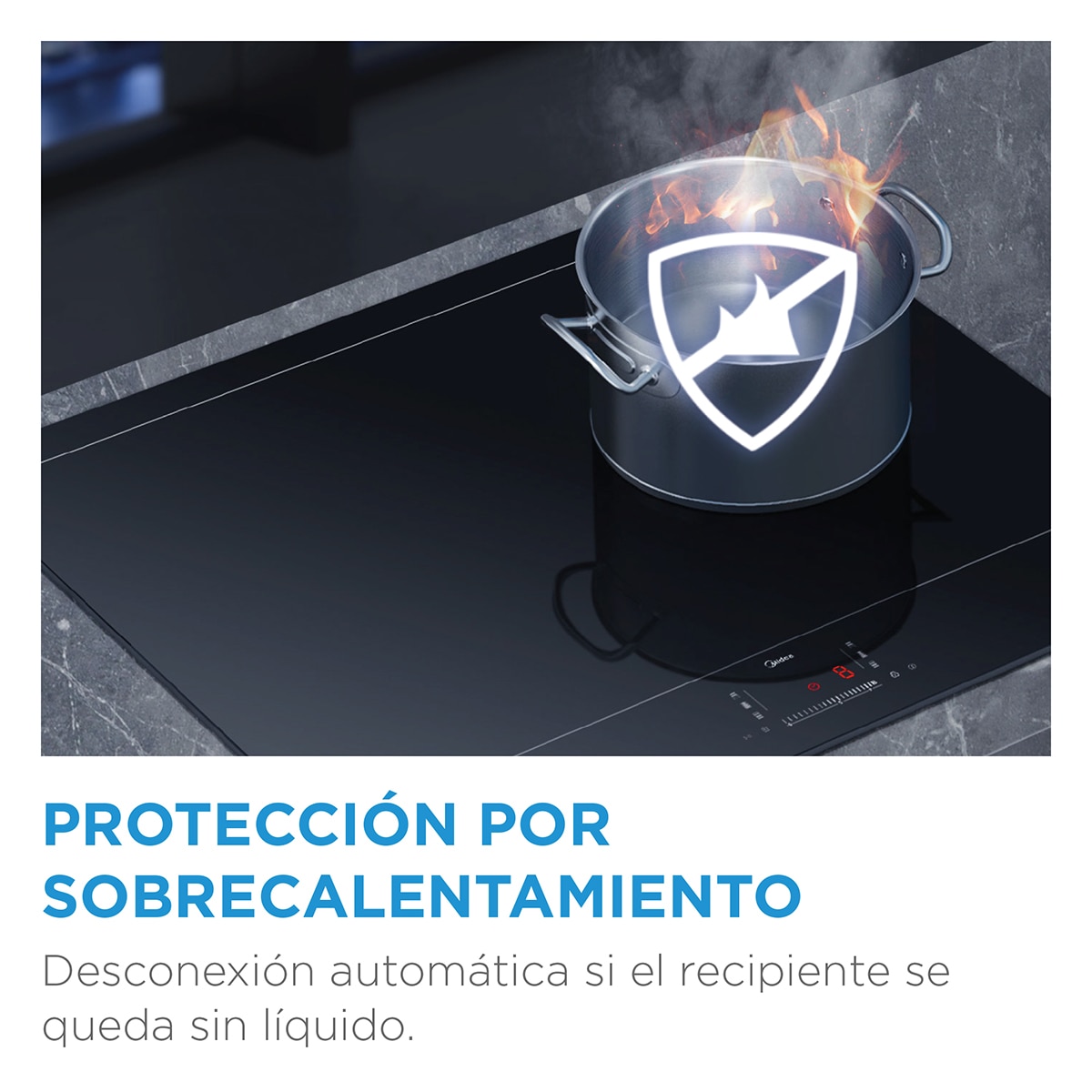 Placa Induccion Midea con extractor integrado y 2 zonas flex - MIH740Y078B Negro-8