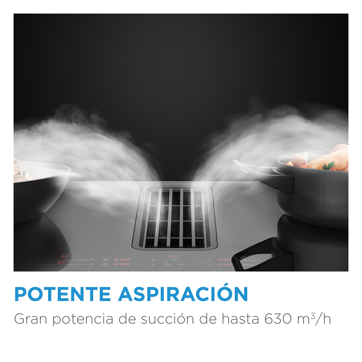 Placa Induccion Midea con extractor integrado y 2 zonas flex - MIH740Y078B Negro-9