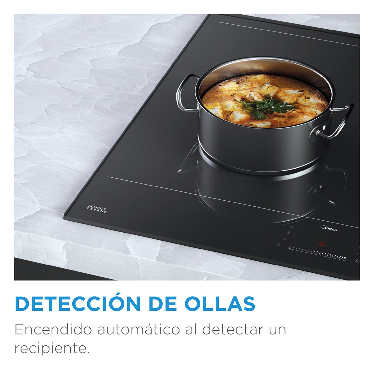 Placa Induccion Midea con extractor integrado y 2 zonas flex - MIH740Y078B Negro-12