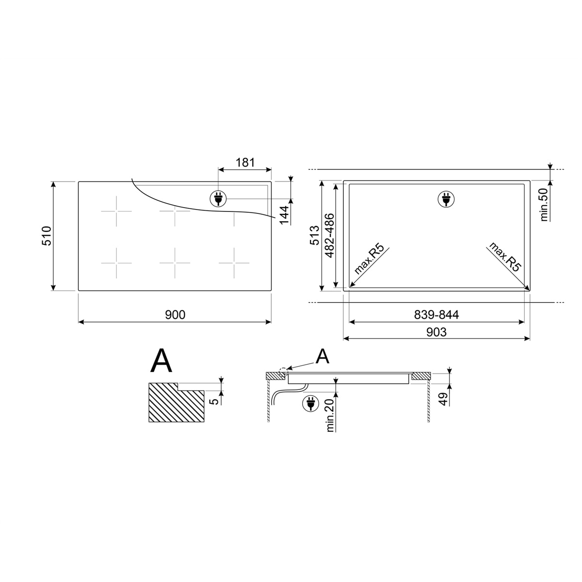 Placa Induccion Smeg 3 zonas - SI5633D Negro-7