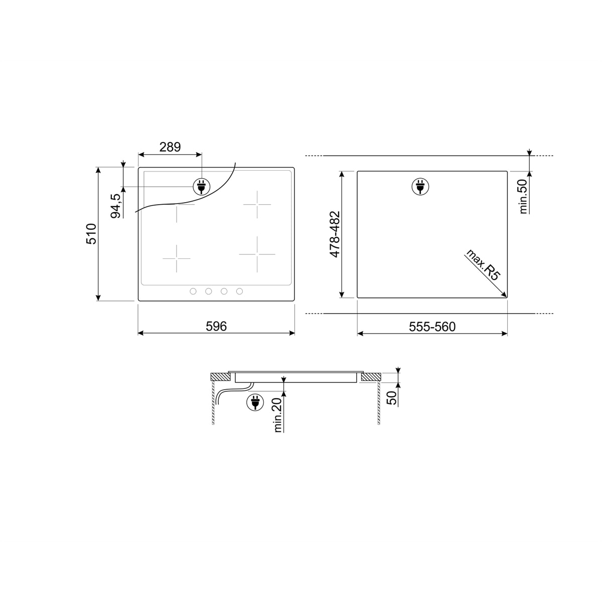 Placa Induccion Smeg 4 zonas - SI764AOM Antracita-7