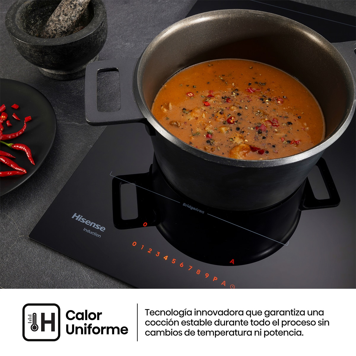 Placa inducción Hisense con 4 zonas flex - HI6443BSCWF Negro-9