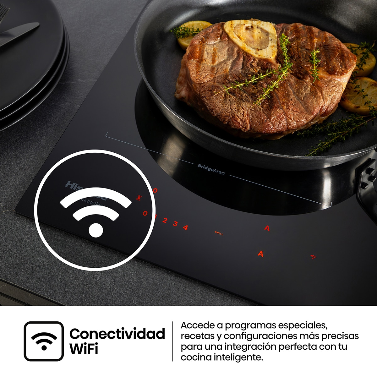 Placa inducción Hisense con 4 zonas flex - HI6443BSCWF Negro-10