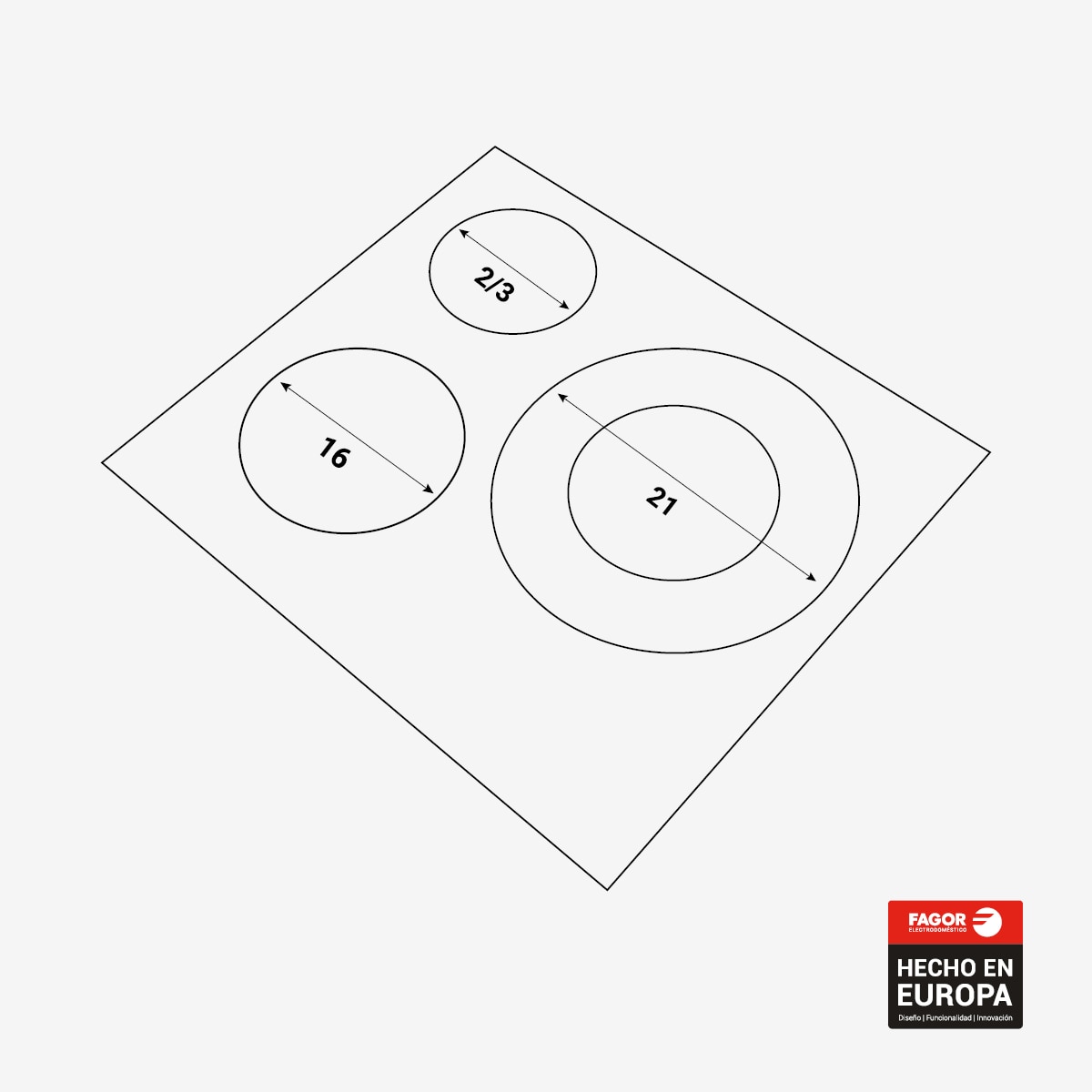 Placa de Induccion Fagor con 3 zonas Classic - 3IF-31AC Negro-2