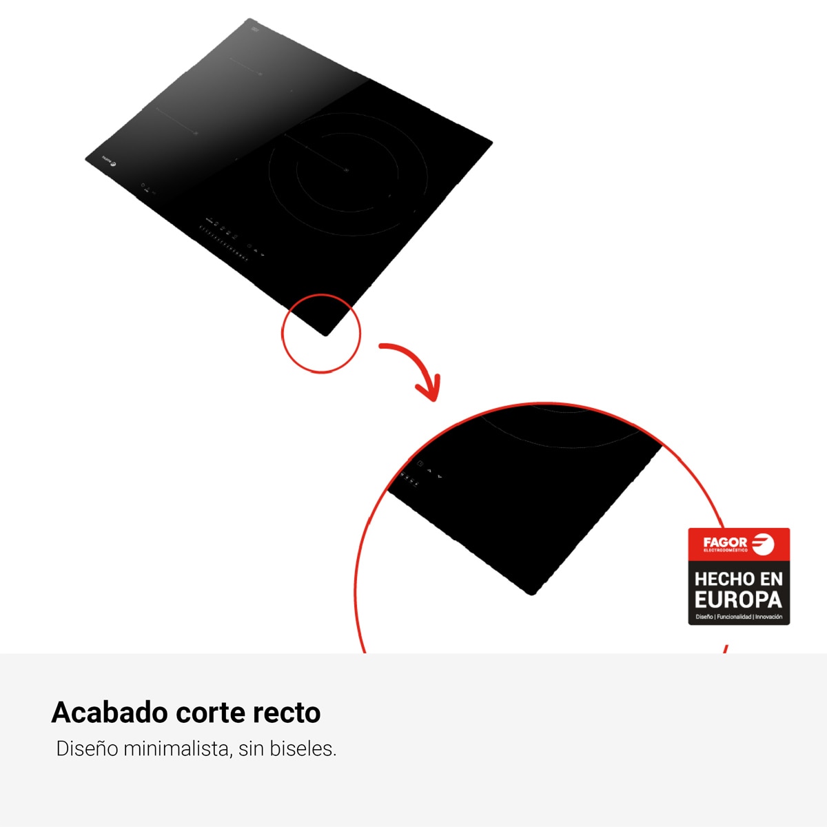 Placa de Induccion Fagor con 3 zonas Comfort - 4IF-30BC Negro-10