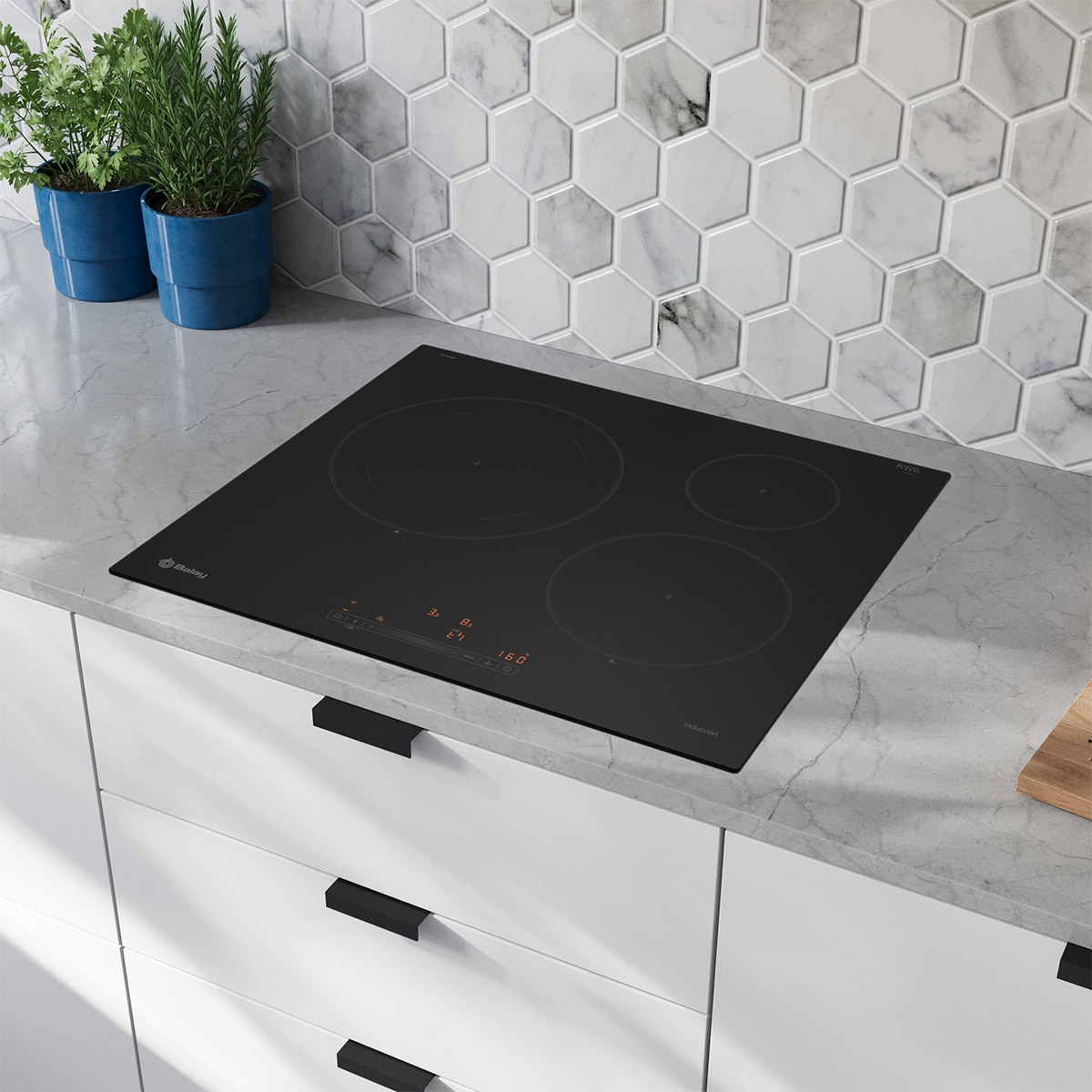 Placa de inducción Balay, 60 cm, Control de temperatura del aceite, Negro - 3EB965MH Negro-2