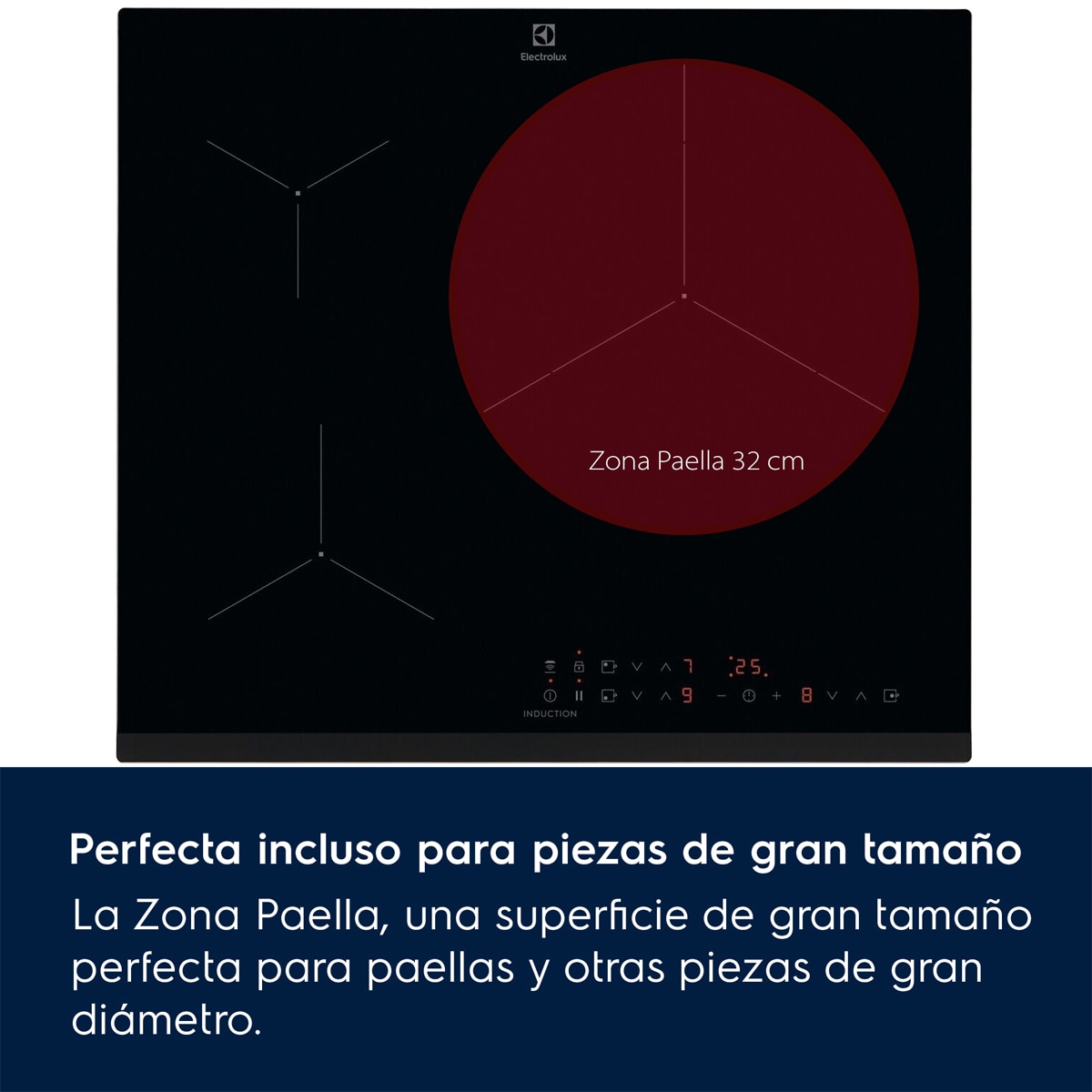 Placa de inducción Electrolux con 3 zonas de cocción - EIT61336 Negro brillo-2