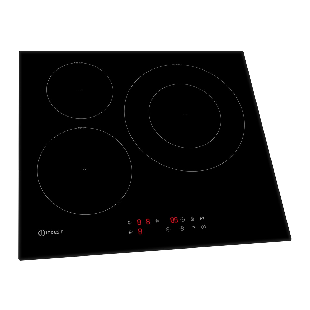 Placa de inducción Indesit con 3 zonas de cocción y zona grande 29 cm - ISF13Q60NE Negro-2