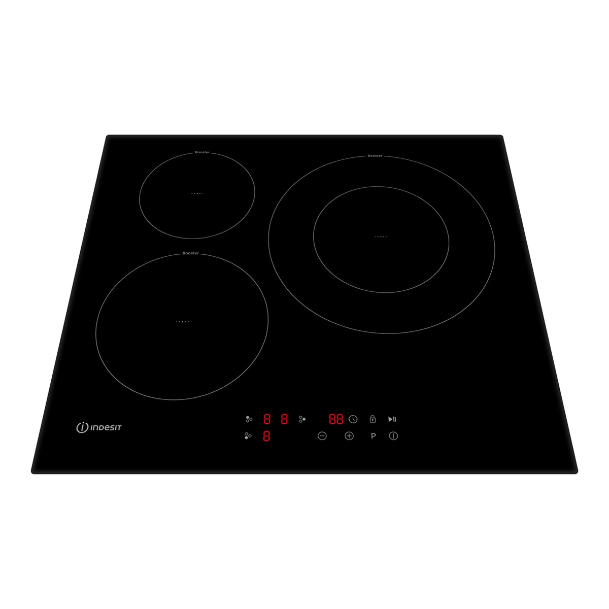 Placa de inducción Indesit con 3 zonas de cocción y zona grande 29 cm - ISF13Q60NE Negro-3