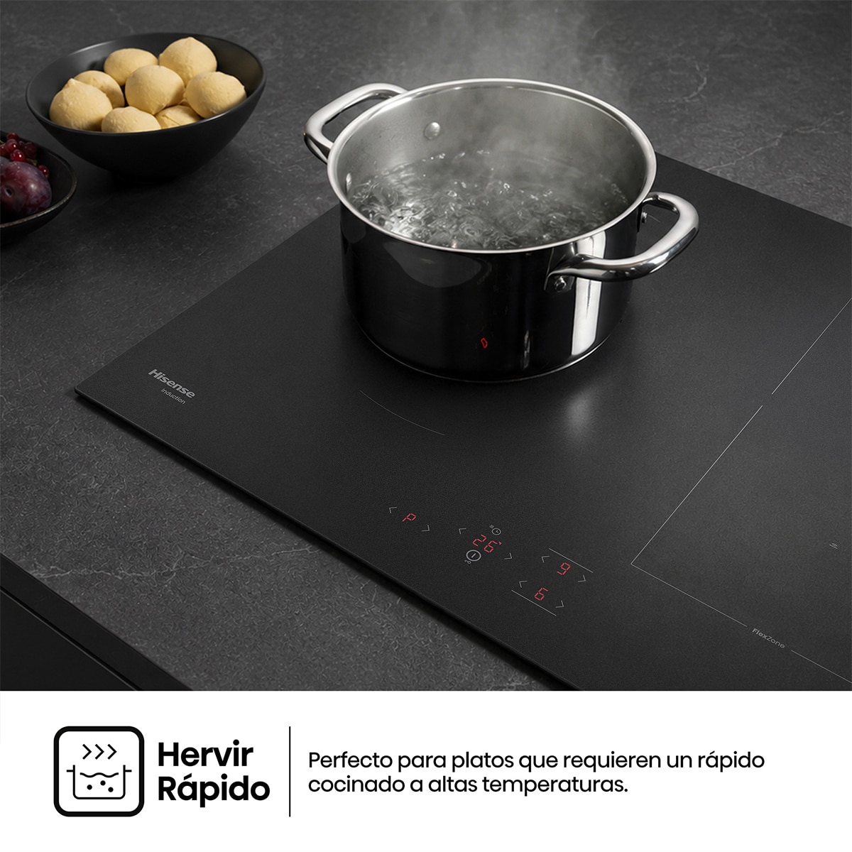 Placa de inducción Hisense con 4 zonas - HI6321MSC - Negro mate Negro mate-7