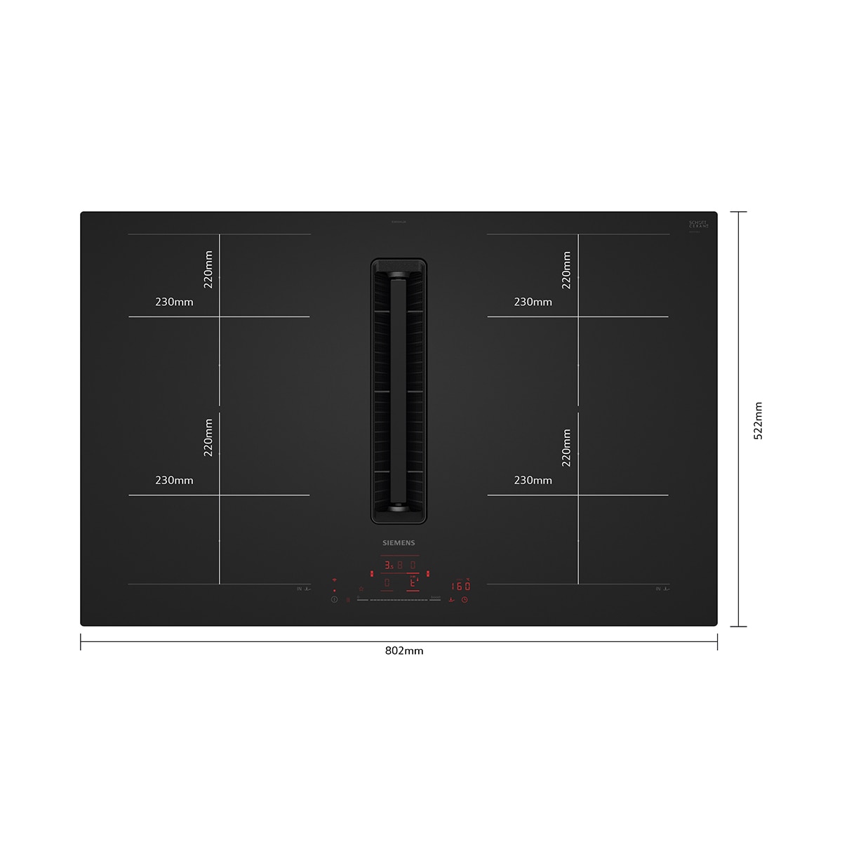 Placa de Inducción con extractor integrado Siemens, iQ700 - EX81AHL26E Negro mate-2