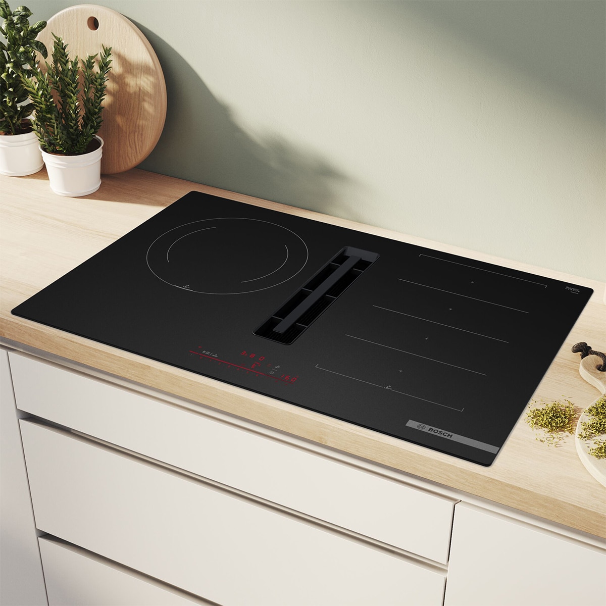 Placa de Inducción con extractor integrado Bosch, Serie 6, FlexInducción - PXJ81AH21E Negro mate-4