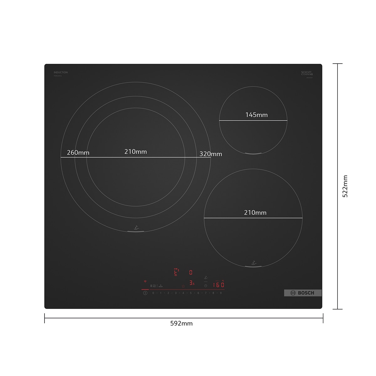 Placa de inducción Bosch, Serie 6, PerfectFry Plus - PID61AHC1E Negro mate-2
