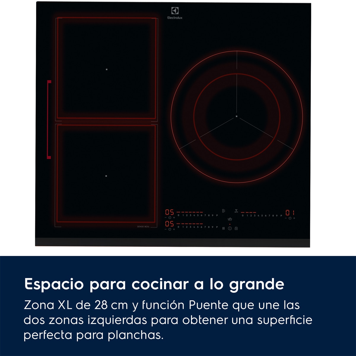 Placa inducción Electrolux 3 zonas, Función puente - EIS62356 Negro-4