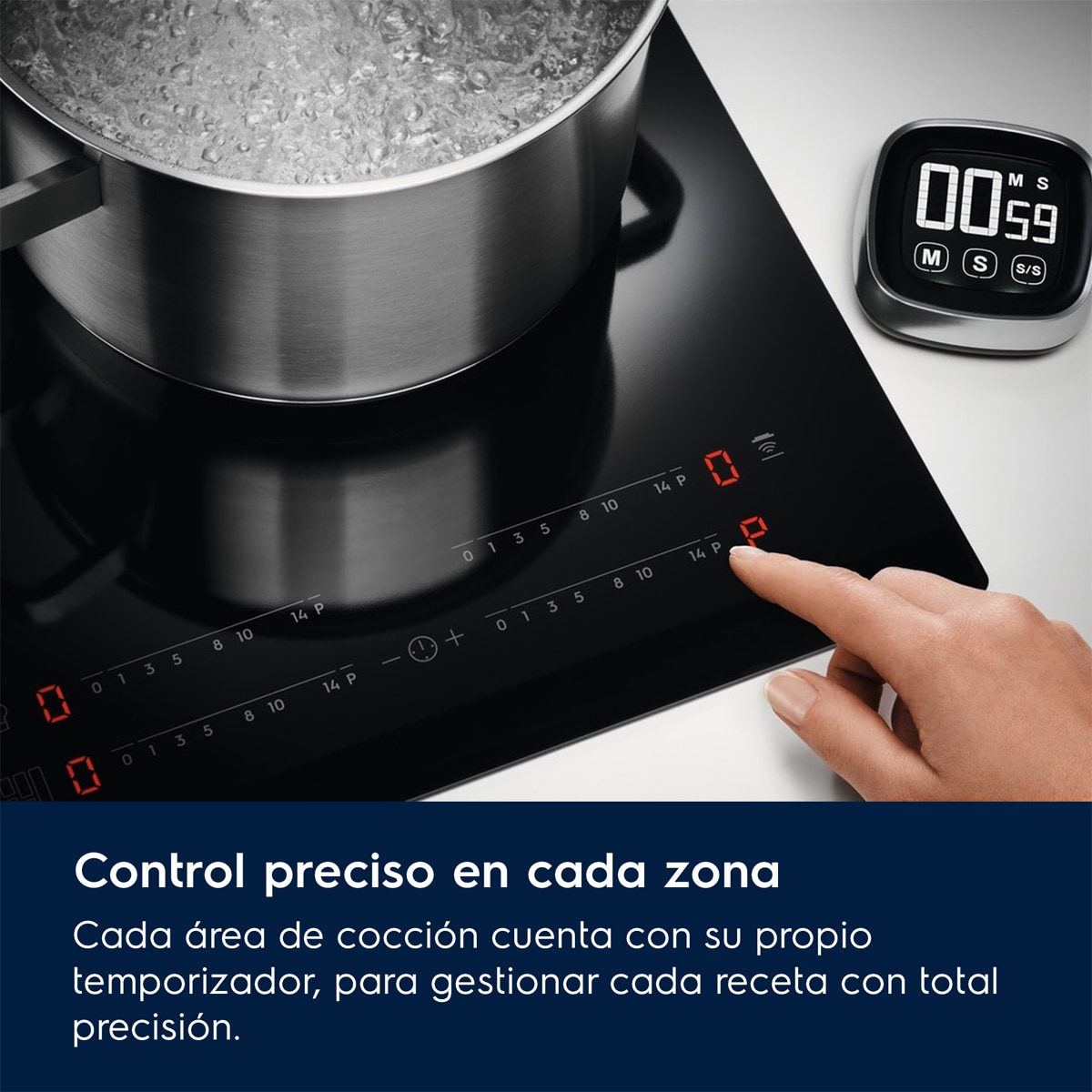 Placa inducción Electrolux 3 zonas, Función puente - EIS62356 Negro-8
