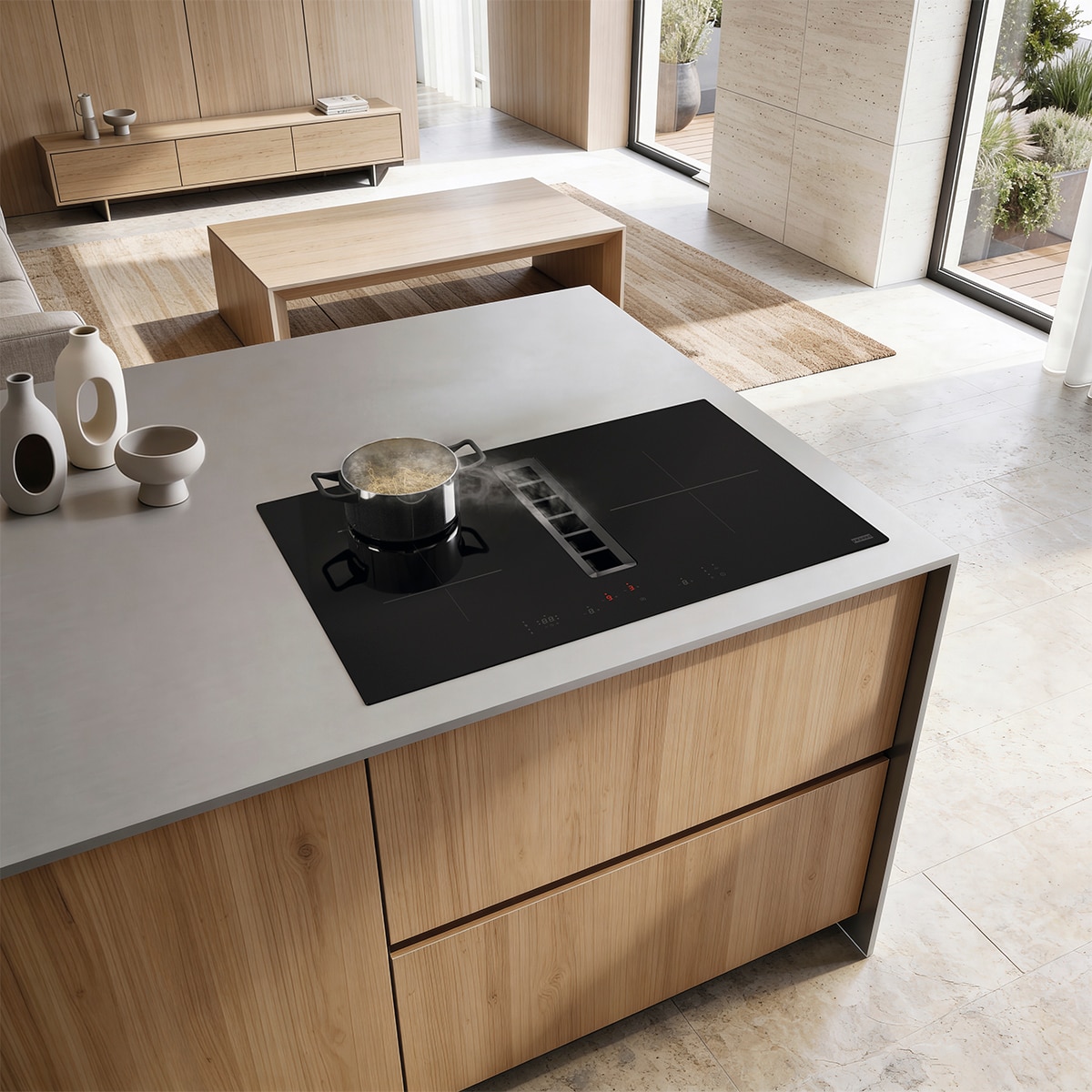 Placa inducción con campana Franke Maris 2gether FMA 8372 R especial paellas recirculación y extracción al exterior- 3400731881 - Negro Negro-3