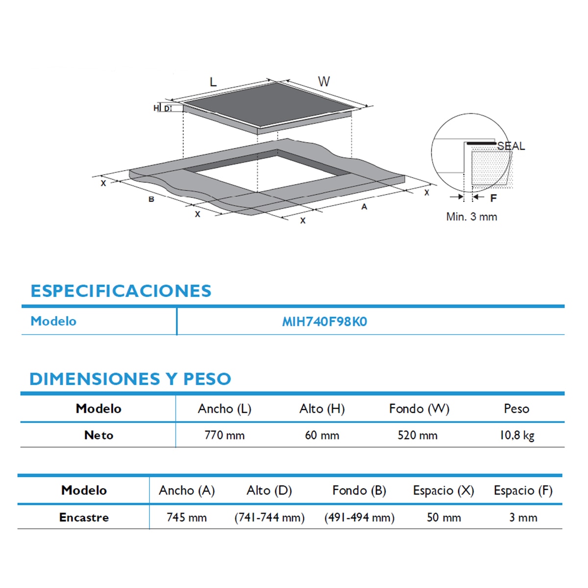 Placa de Indução Midea MIH740F98K0 com uma Zona Flex - Preto Preto-3