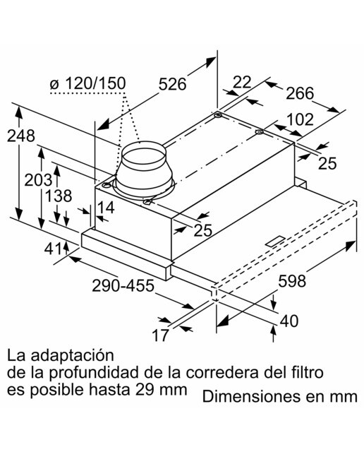 Exaustor Telescópico Encastrável Siemens iQ100 LI64MB521 com 3 Velocidades e de 60 cm - Metálico Prateado Inox-2