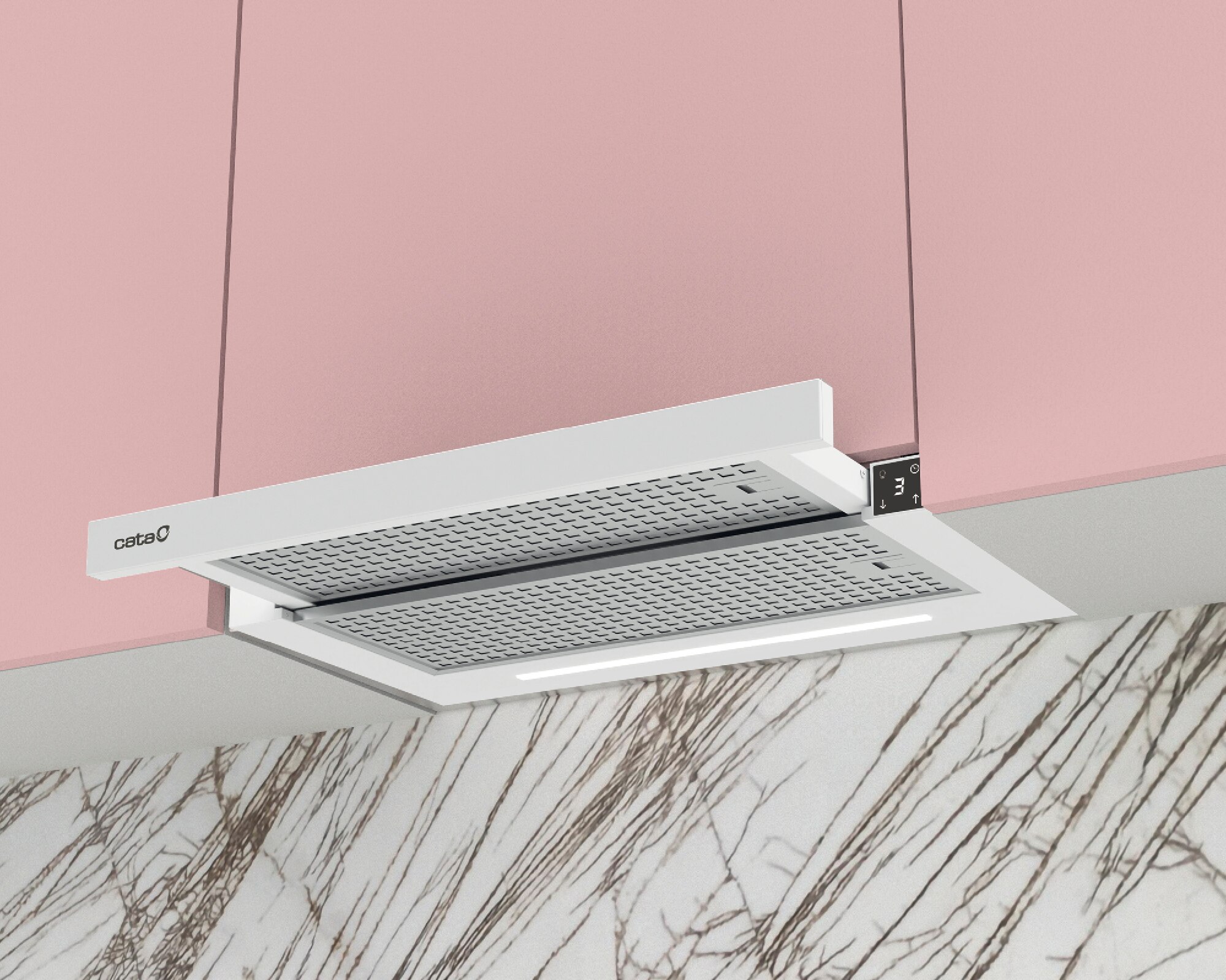 Exaustor Telescópico Encastrável Cata TFH-6430 GWH /B com 3 Níveis de Extração + Turbo e de 60 cm - Branco Branco-8