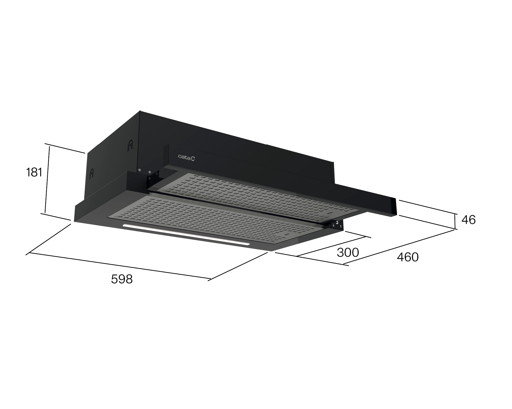 Exaustor Telescópico Encastrável Cata TFH-6430 GBK /B de 3 Velocidades + 1 Turbo e de 60 cm - Preto Preto-5