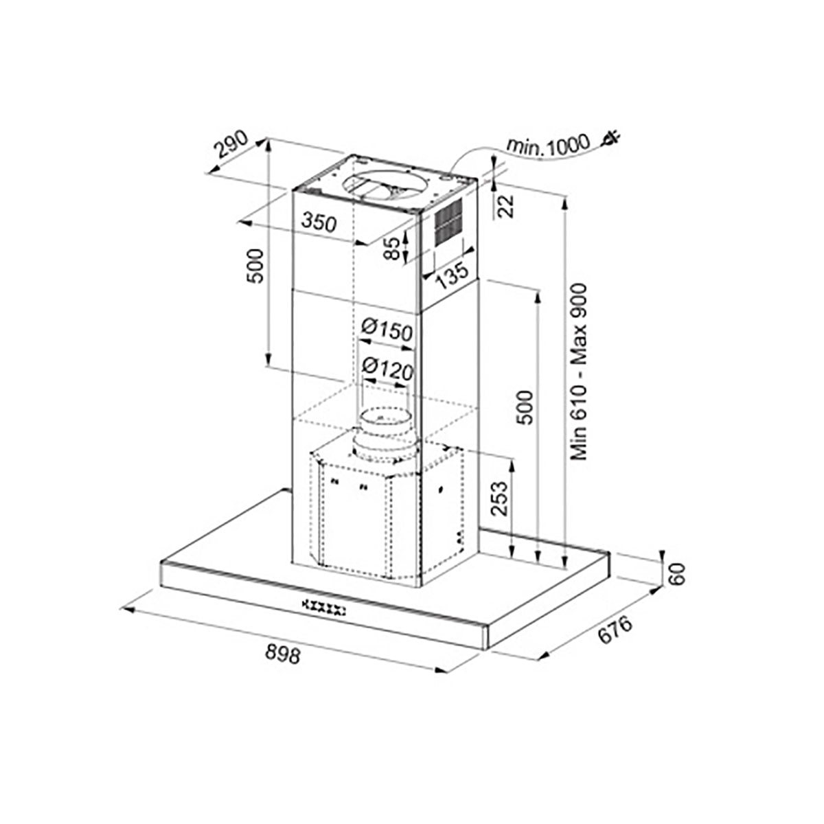 Campana isla Franke 4 velocidades - Tale 905 I XS Acero Inox-2
