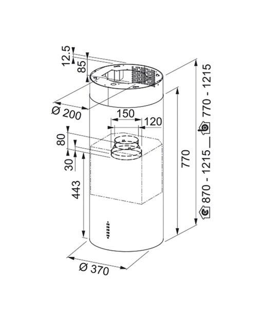 Campana isla Franke mandos Touch Control Tube Plus- FTU Plus 3707 I XS - Acero Inox Acero Inox-2