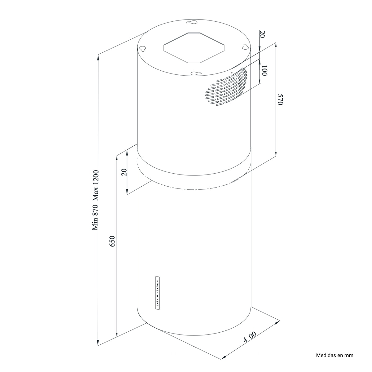 Imagen 2 de Campana isla Fagor 4 niveles de potencia - 3CFC-450IX - Inox Inox