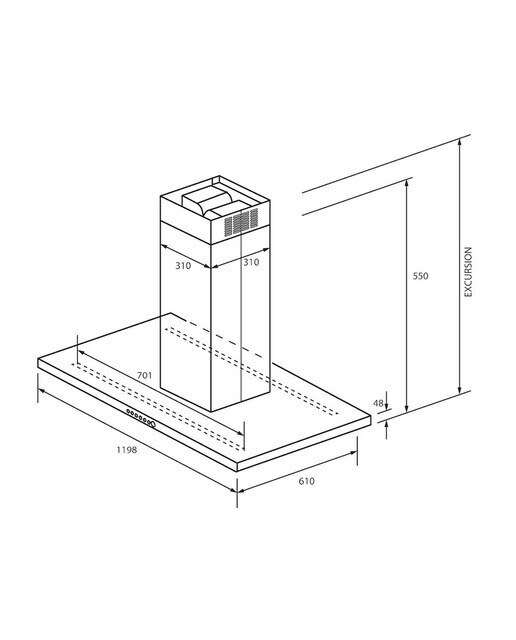 Exaustor de Ilha Haier HATSI120CBS6BVO com Inteligência Artificial I-Feel de 119,8 cm - Preto Preto-2
