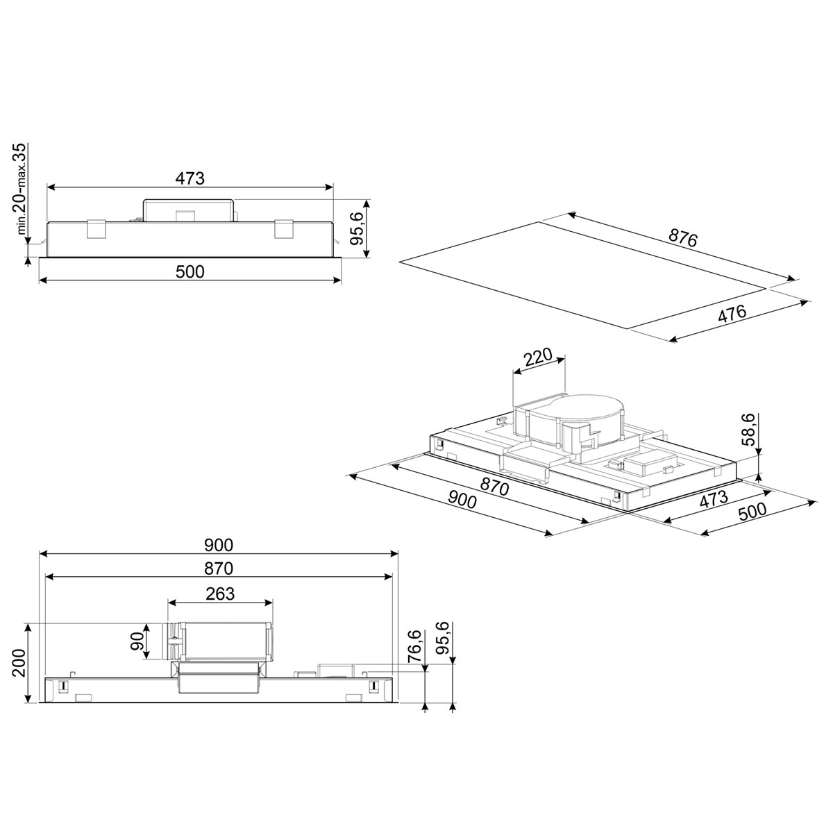 Campana Isla Smeg 3 velocidades + intensiva - KLT9L4X Acero Inox-2