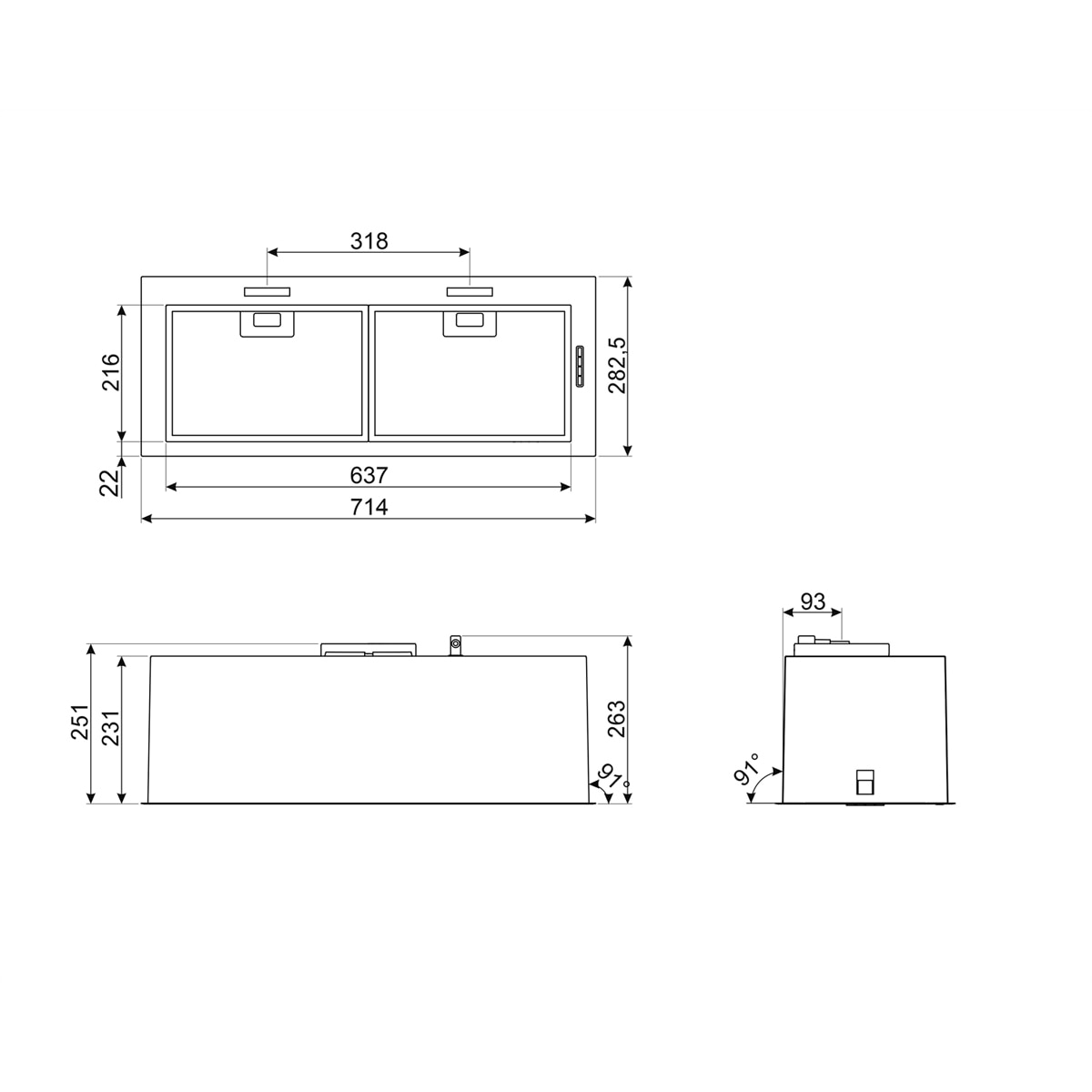 Exaustor de Filtragem Smeg KSG70HPE de 3 Velocidades e de 71,4 cm Aço inoxidável-2