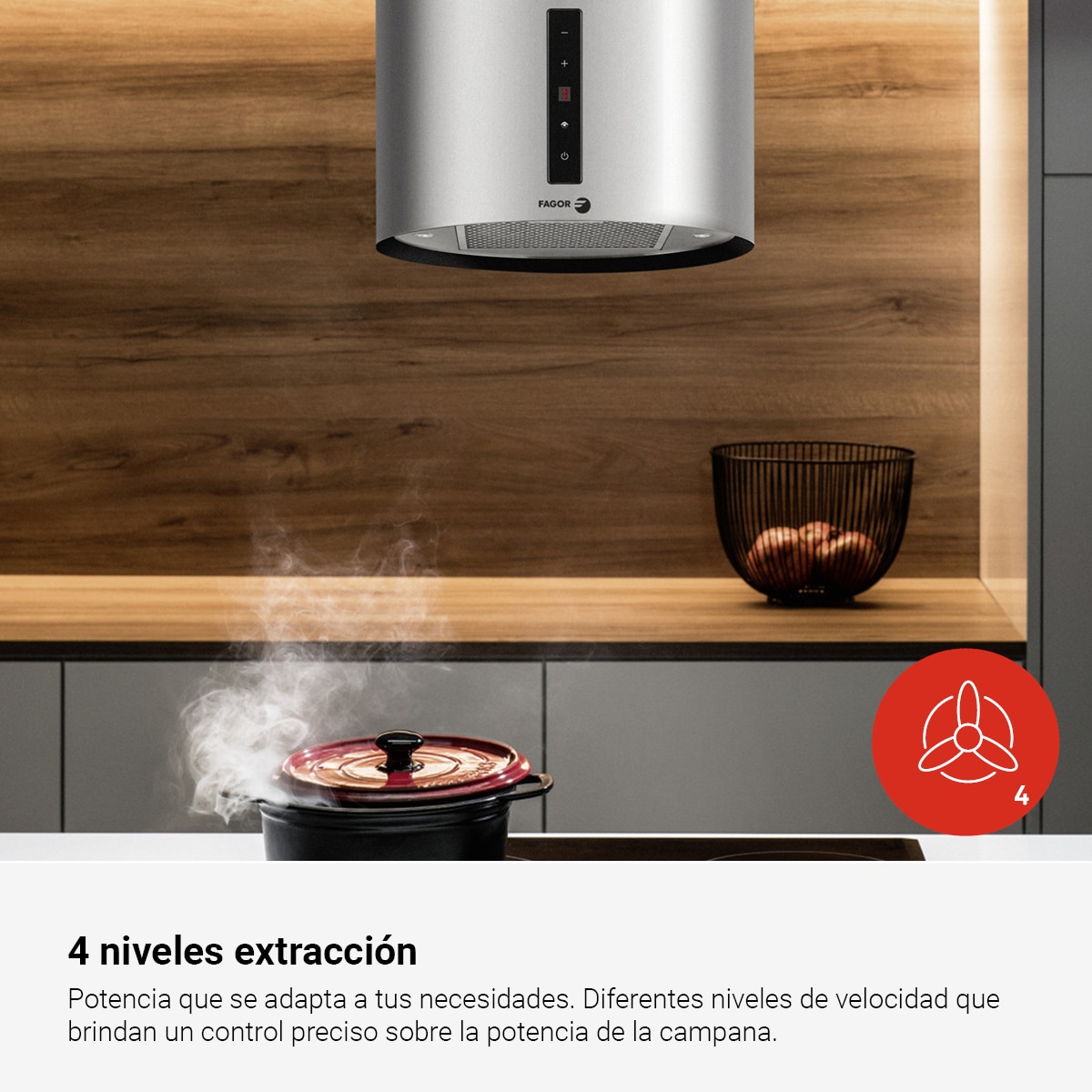 Campana isla Fagor con 4 velocidades - 3CFC-455IX Acero Inox-4