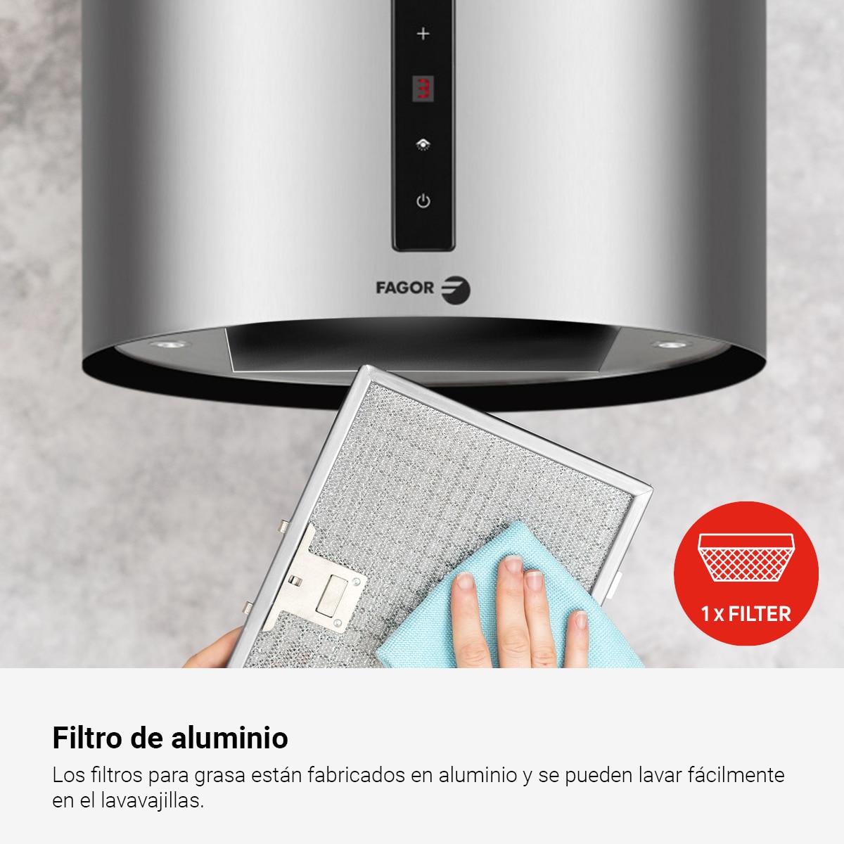 Campana isla Fagor con 4 velocidades - 3CFC-455IX Acero Inox-5