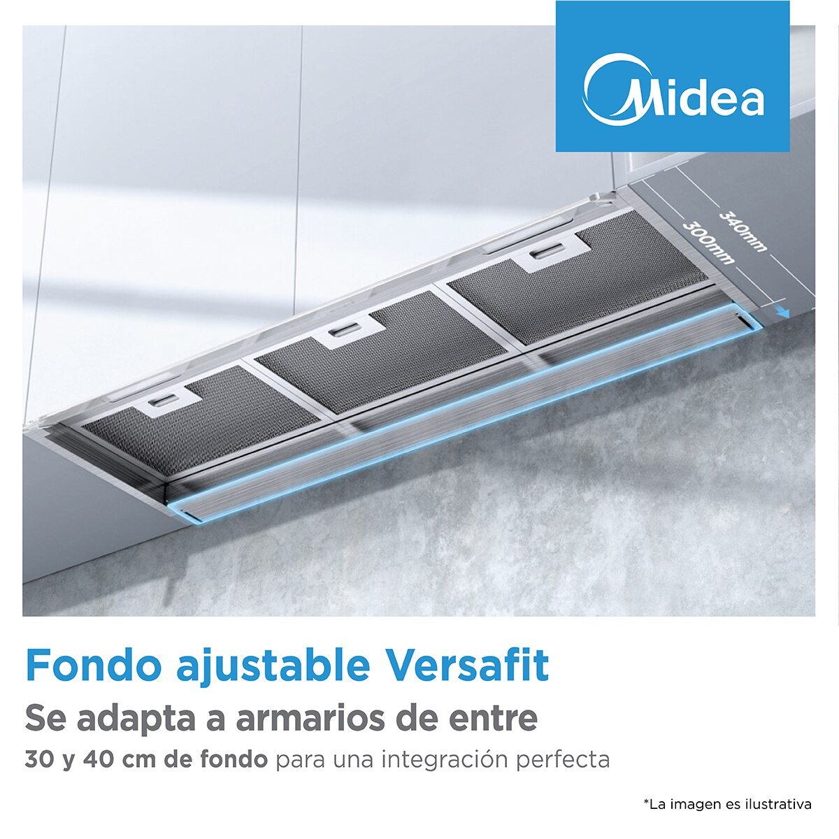 Campana extractora integrada Midea con 3 velocidades, 90 cm - MH90M02EM24SB Inox-6