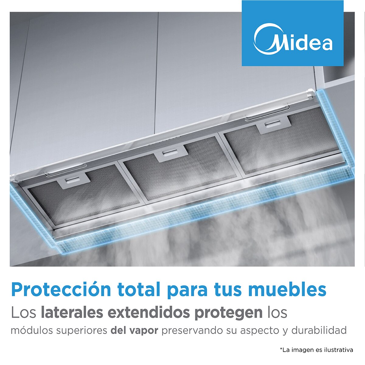 Campana extractora integrada Midea con 3 velocidades, 90 cm - MH90M02EM24SB Inox-7