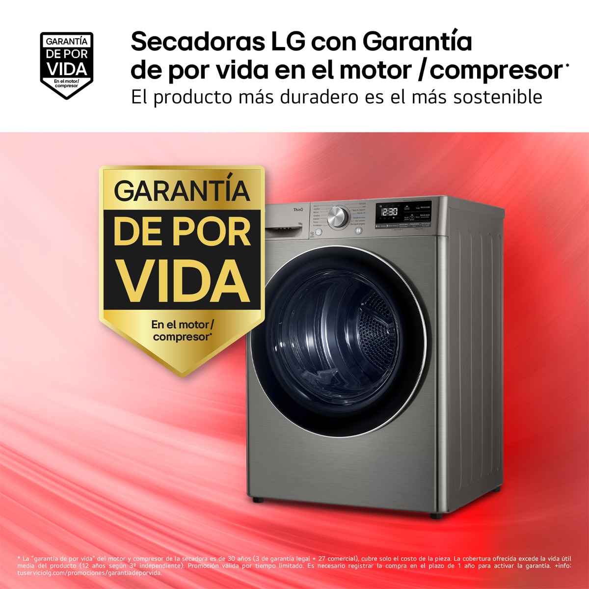 Secadora LG 9 kg Condensación, Bomba de calor - RH90V9PV2N Inox antihuellas-4