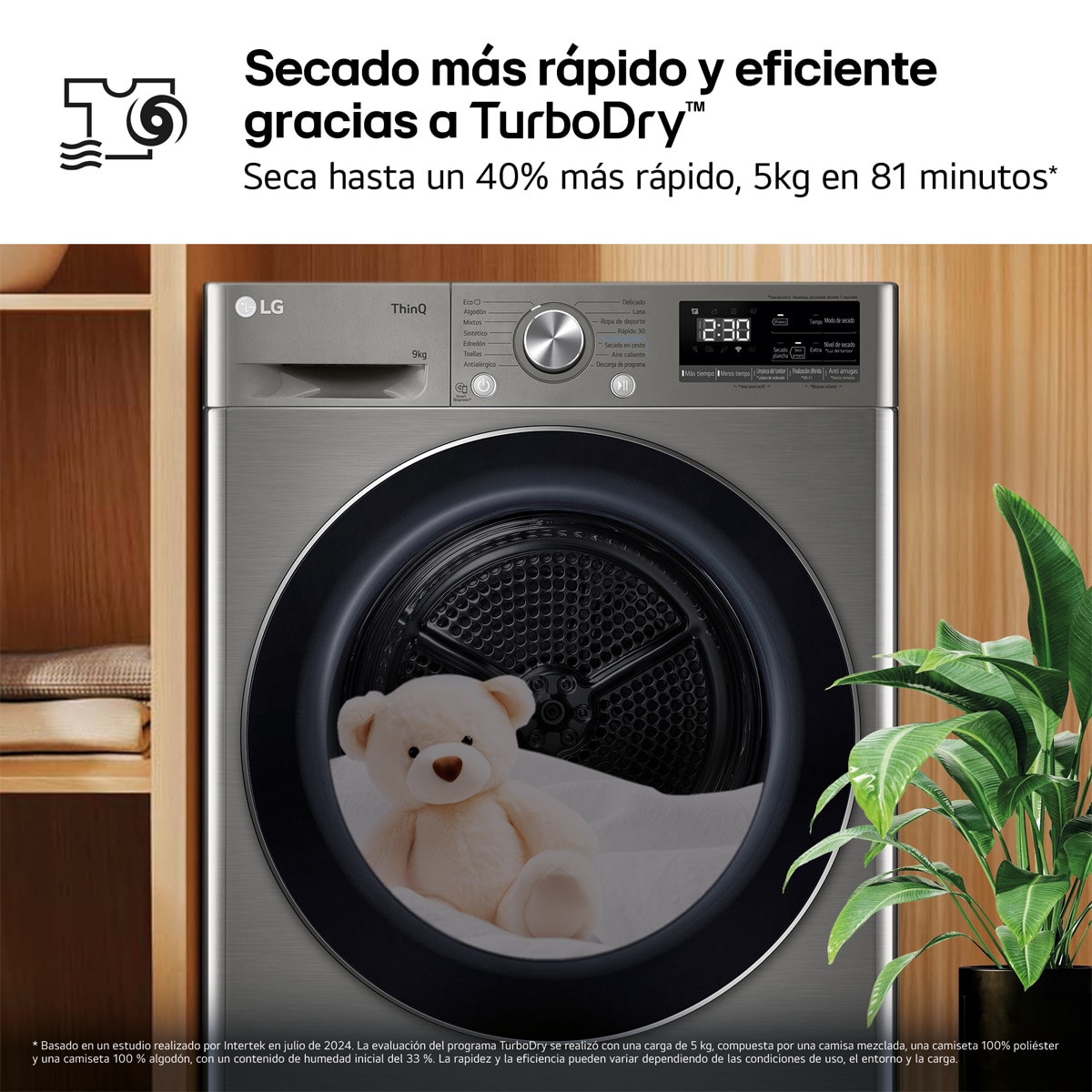 Secadora LG 9 kg Condensación, Bomba de calor - RH90V9PV2N Inox antihuellas-8