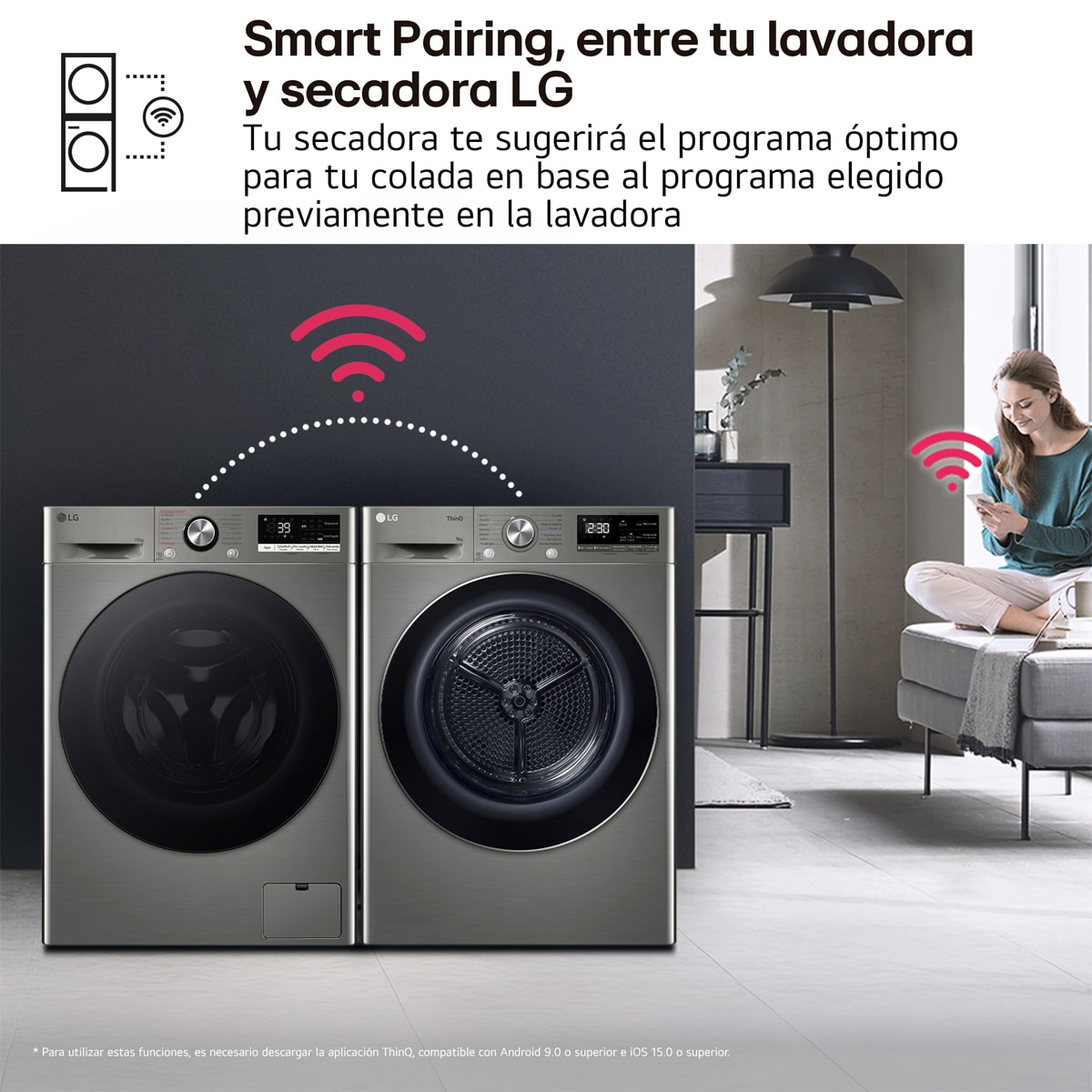 Secadora LG 9 kg Condensación, Bomba de calor - RH90V9PV2N Inox antihuellas-12