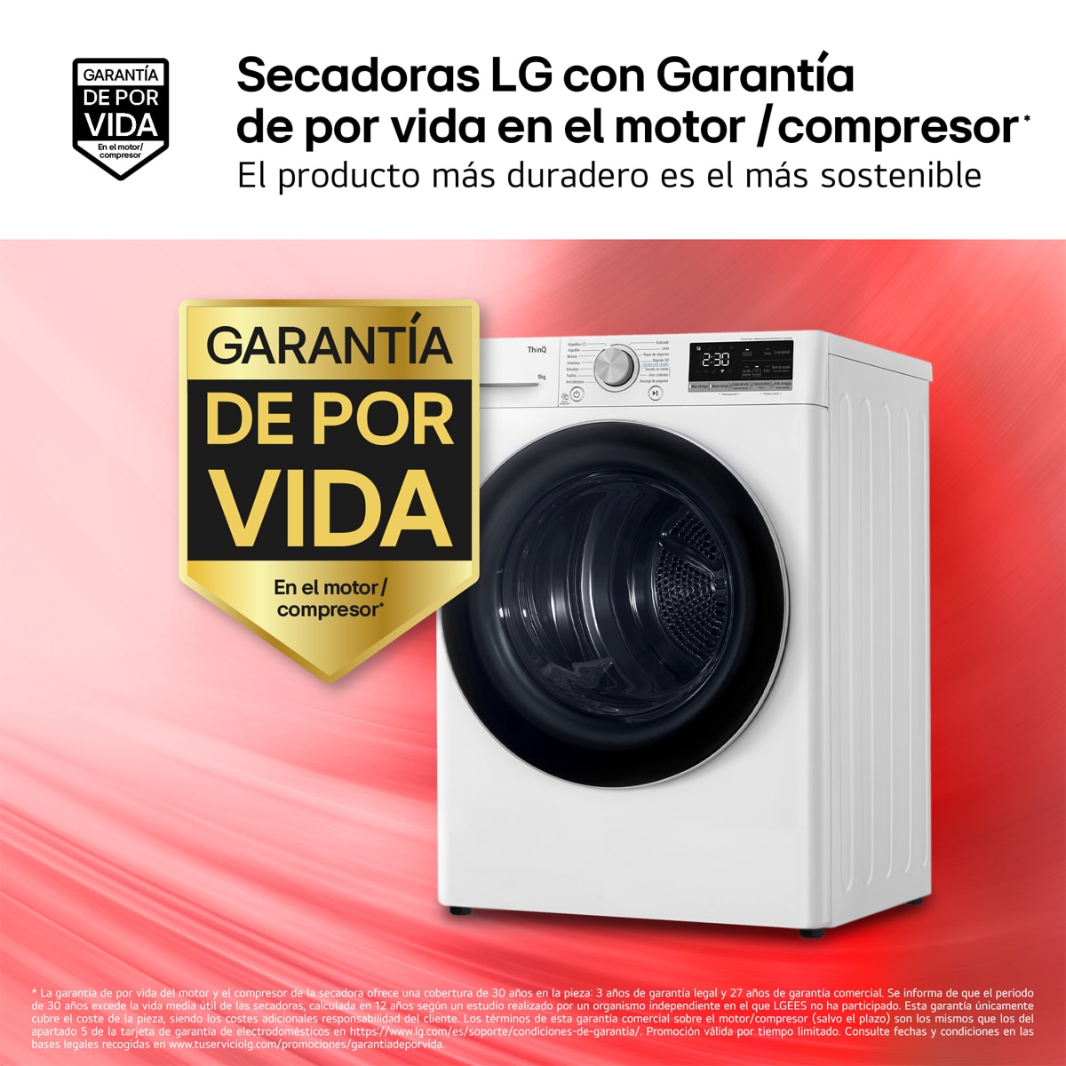 Secadora LG 9 kg Condensación, Bomba de calor - RH90V9AV3N Blanco-4